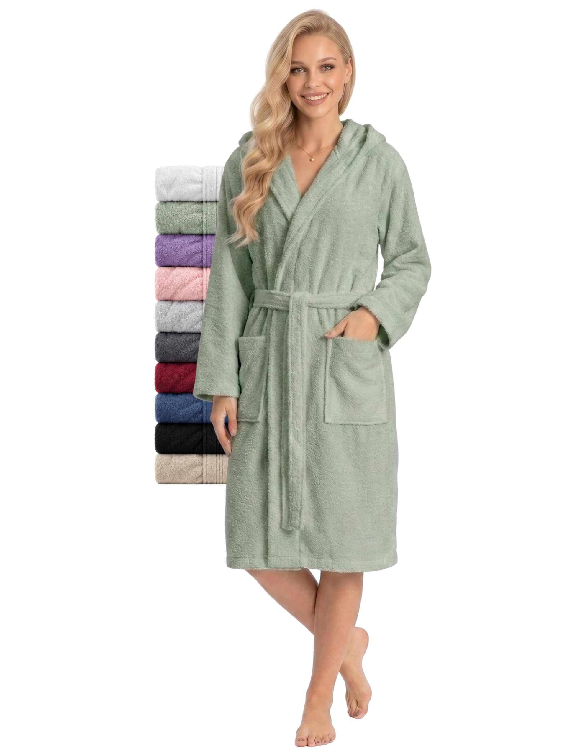 Twinzen Accappatoio Donna - 100% Cotone con Cappuccio