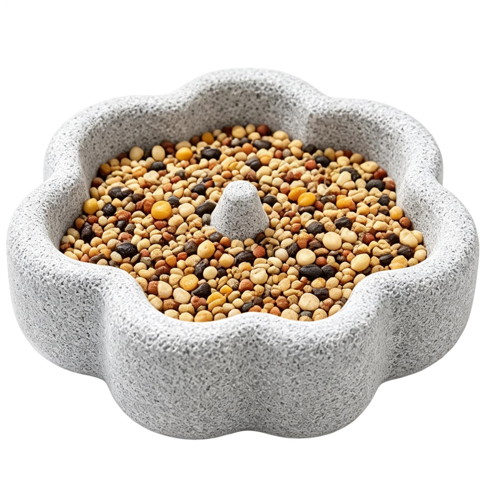 Natural Pumice Bird Feeder Bowl, Stone Food Dish with Beak Care