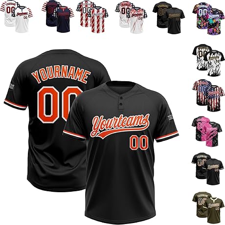 Custom Baseball Jerseys: Two-Button Personalized Softball Jerseys