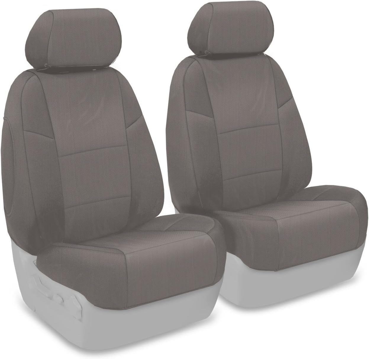 Coverking Custom Fit Front 50/50 Bucket Seat Cover for Select Honda Civic Models - Polycotton Drill (Medium Gray)