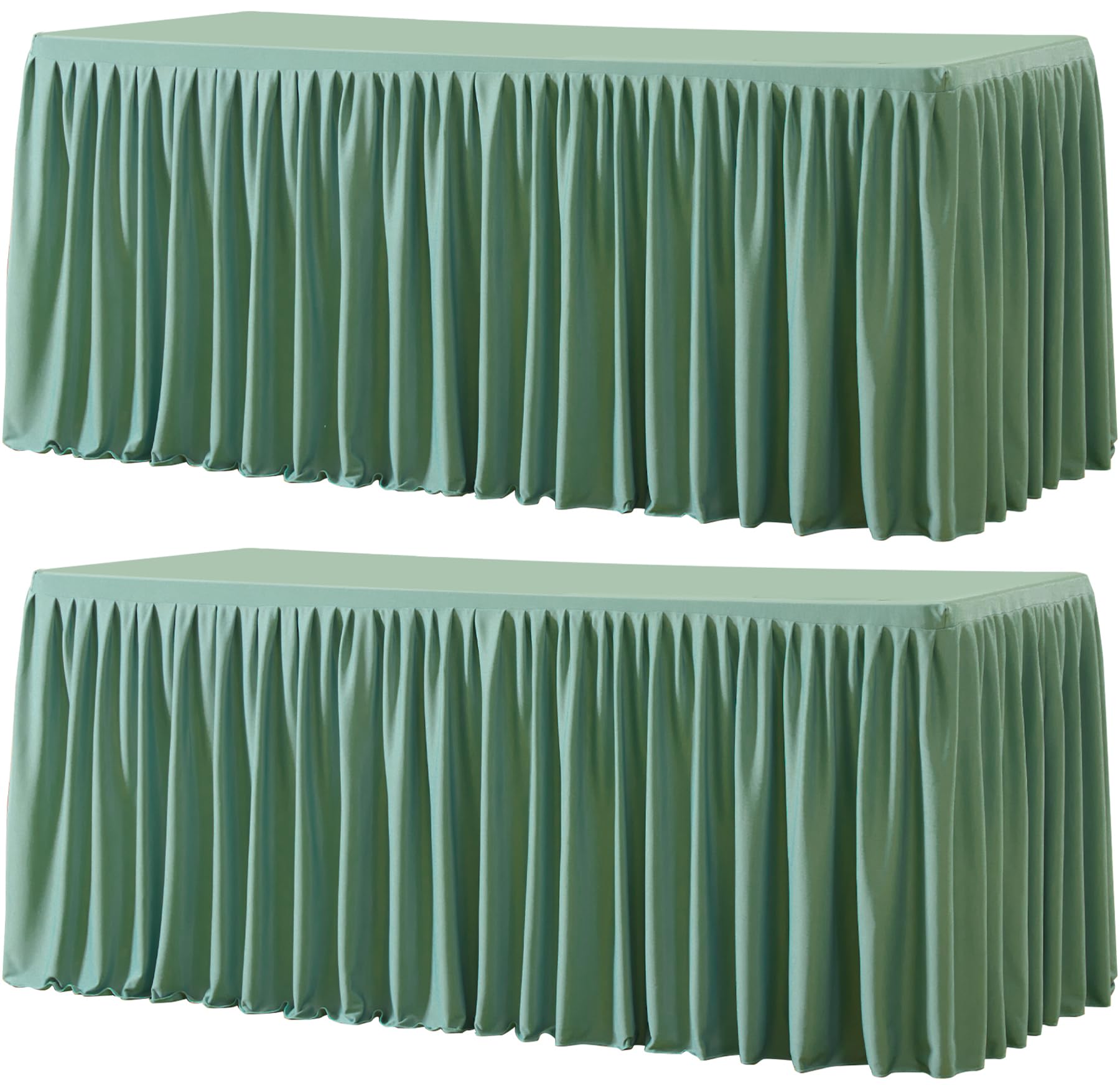 Wish Care 2 Pack Sage Green Rectangle Table Clothes for 6 Foot Tables, Polyester Fitted Tablecloths 6t Stretch Table Cover for Wedding, Birthday, Parties, Trade Show, Craft Show-image-23