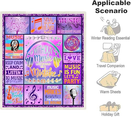 Miniatura 3 de Manta musical de regalo para niños, adultos, mujeres, amigas, regalos de música para amantes de la música, regalos cálidos y ligeros de Navidad,