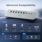 Alimenté USB Le centre, Intpw 9-Port USB 3.2/USB C Hub avec 10Gbps, 4*USB 3.0 + + 3*USB 3.2 ,2*45W PD Ports chargés, 3.3FT câble + 65W Adaptateur d'alimentation en aluminium USB Hub pour PC, Ordinateur portable,iphone17/16/Macbook Neo