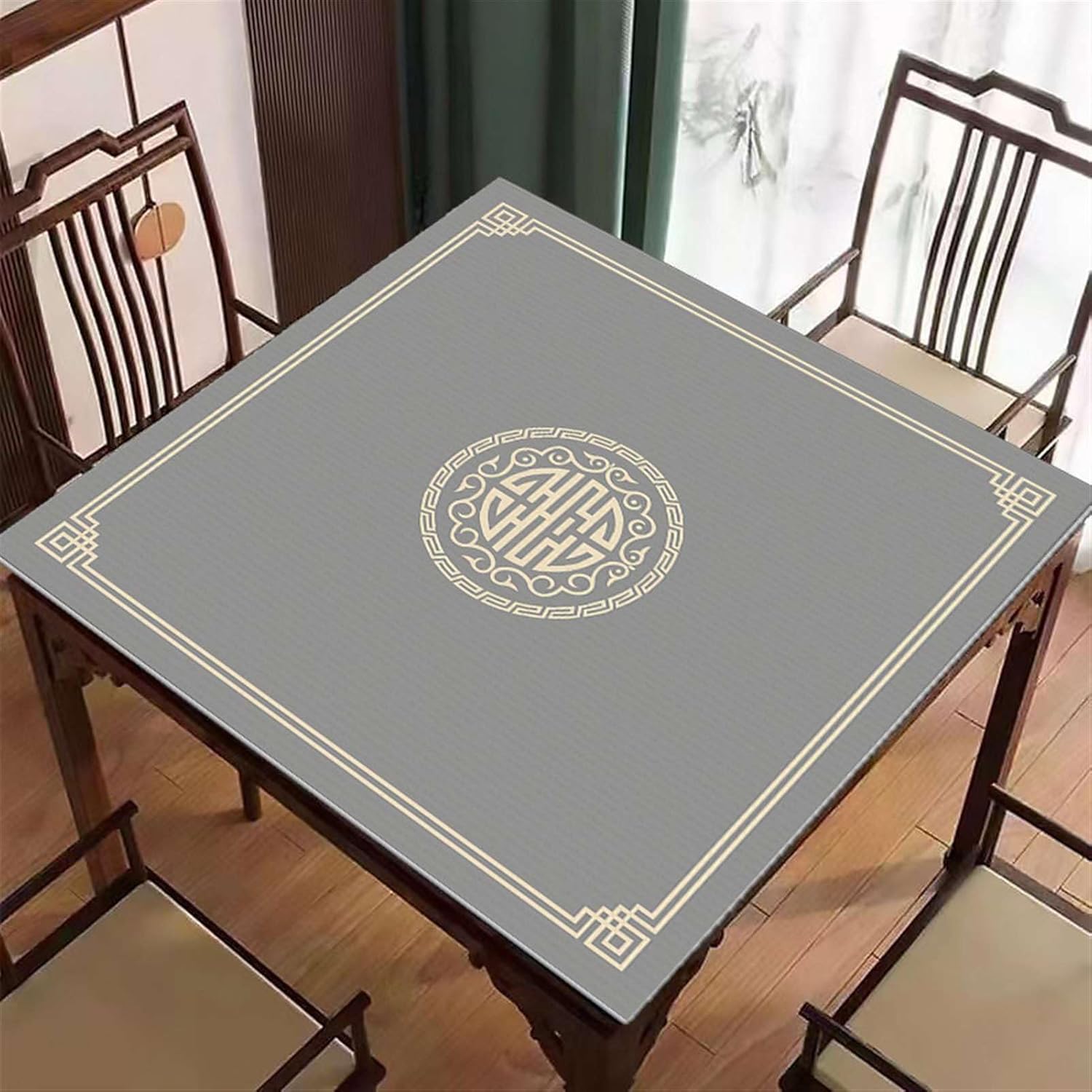 Icegrey Table Cover for Mahjong, Anti-Slip Mahjong Table Mat, Roll-up Gaming Mat for Mah Jongg, Card, Board & Tile Games, Style 16, 34" x 34"