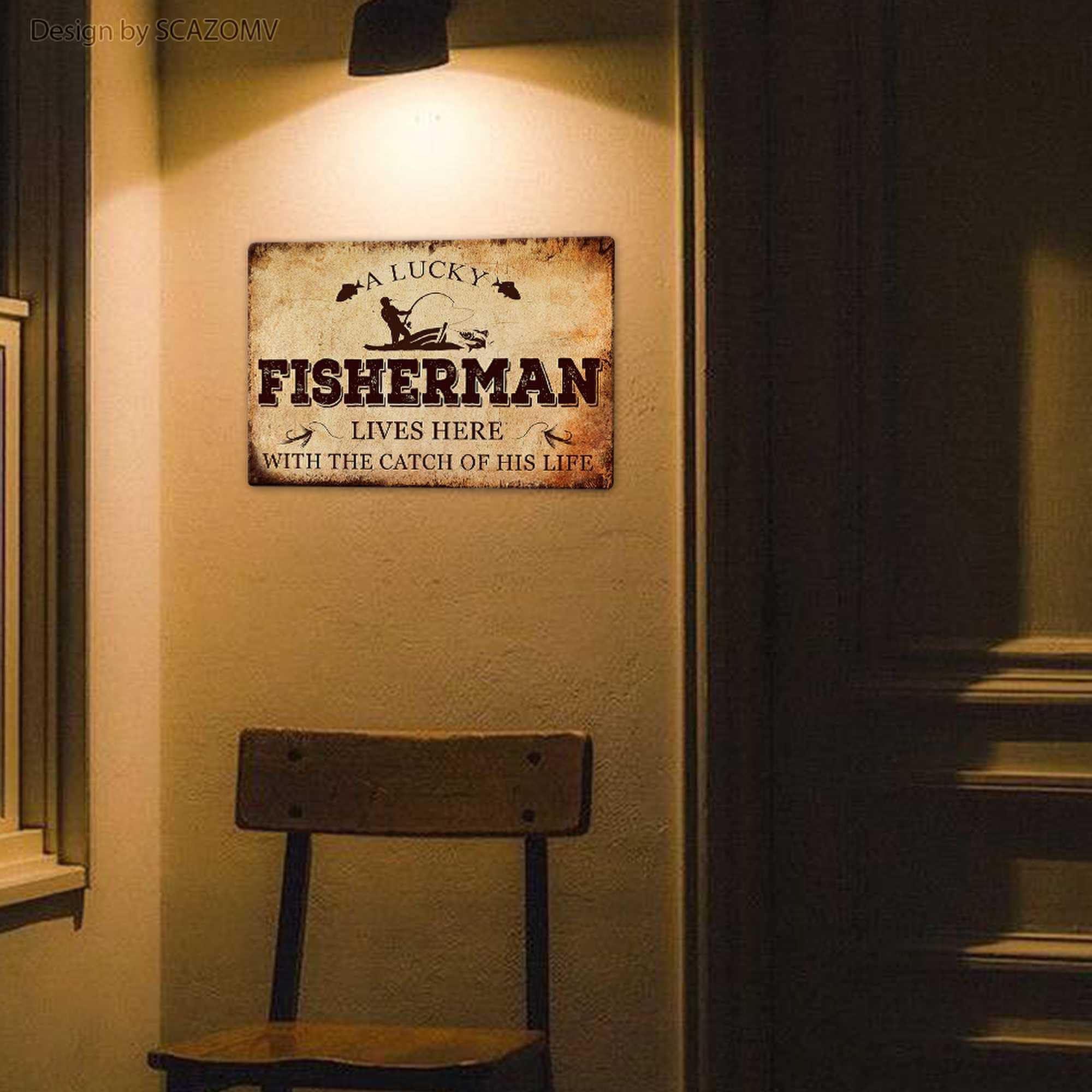 Amazon.com: Funny Fishing Metal Tin Sign-A Lucky Fisherman Lives