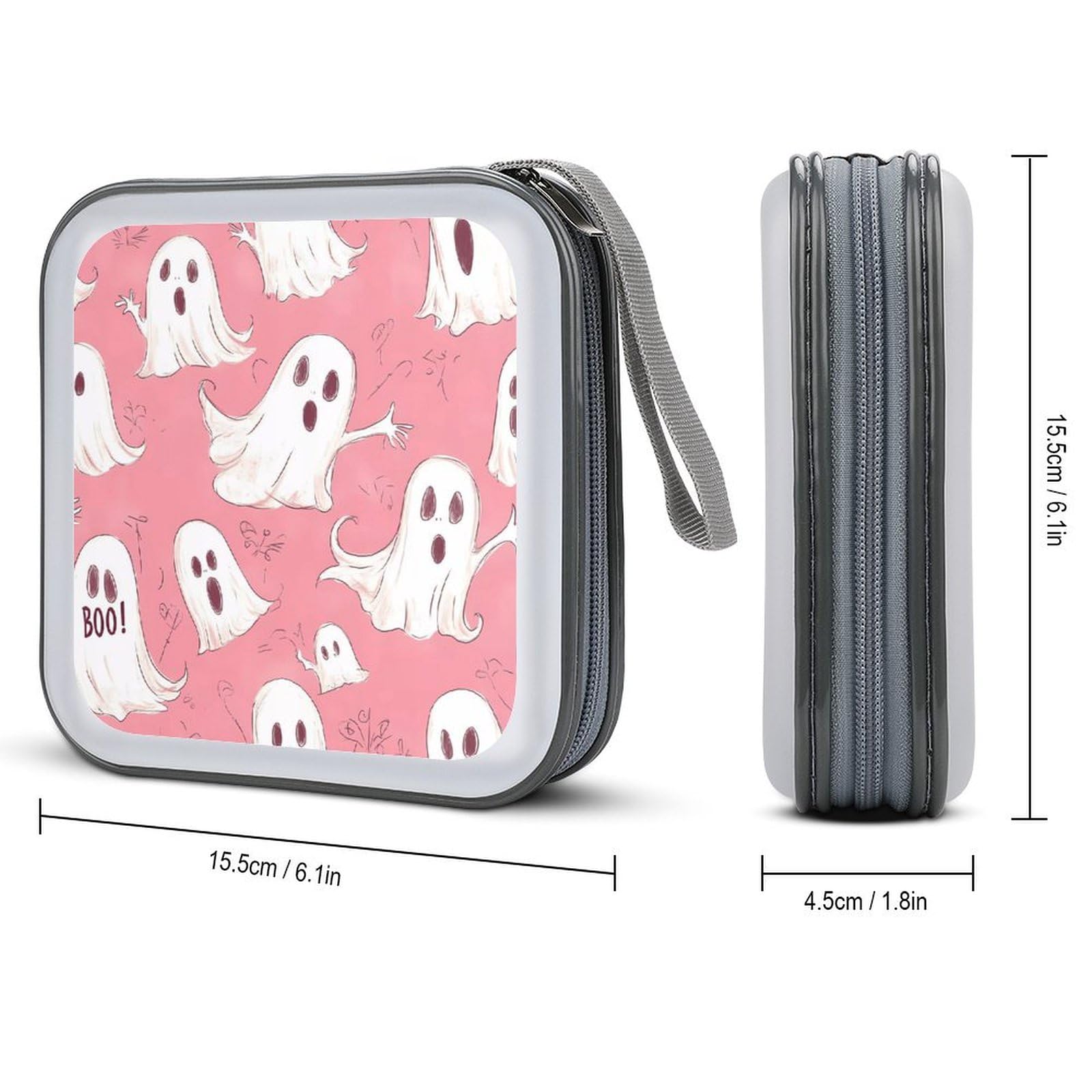 Halloween Cute Ghost CD Case Portable DVD Holder Storage Organizer for Home Travel