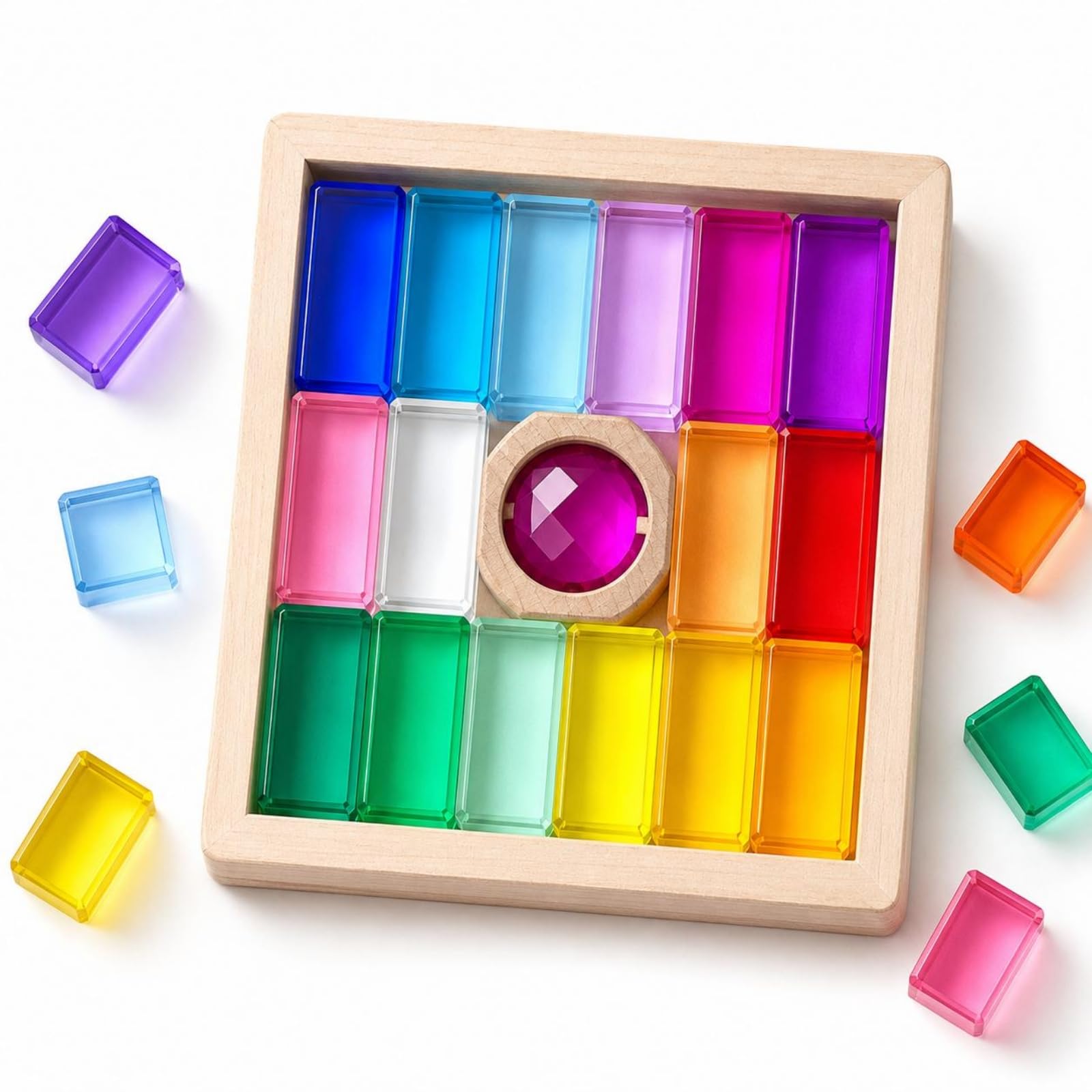 predolo Blocchi da Costruzione per Bambini Set di Costruzione per Apprendimento Giocattolo Impilabile con in Legno in Acrilico Scoperta di Colore Forma Equilibrio Adatto a Casa Scuola Regalo