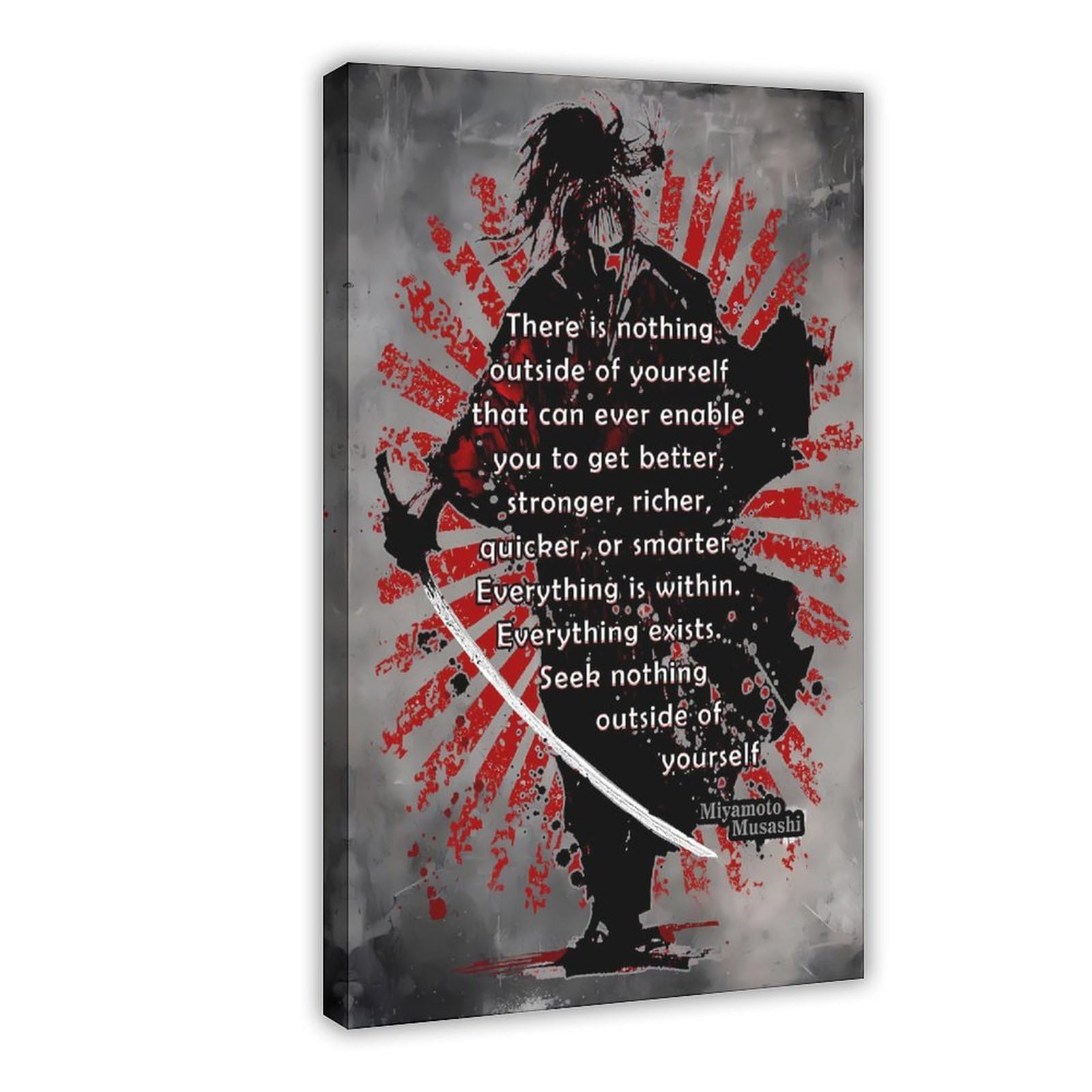 Qnvjqkdsi Frame Japanese Samurai Miyamoto Musashi Quote (3) Canvas Poster Bedroom Decor Landscape Office Room Decor Gift 16" L X 24" W