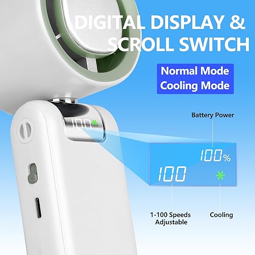 Miniatura 6 de Ventilador turbo personal de mano con enfriador de hielo, 13500RPM5000mAh mini ventiladores portátiles recargables con 1-100 velocidades ajustables