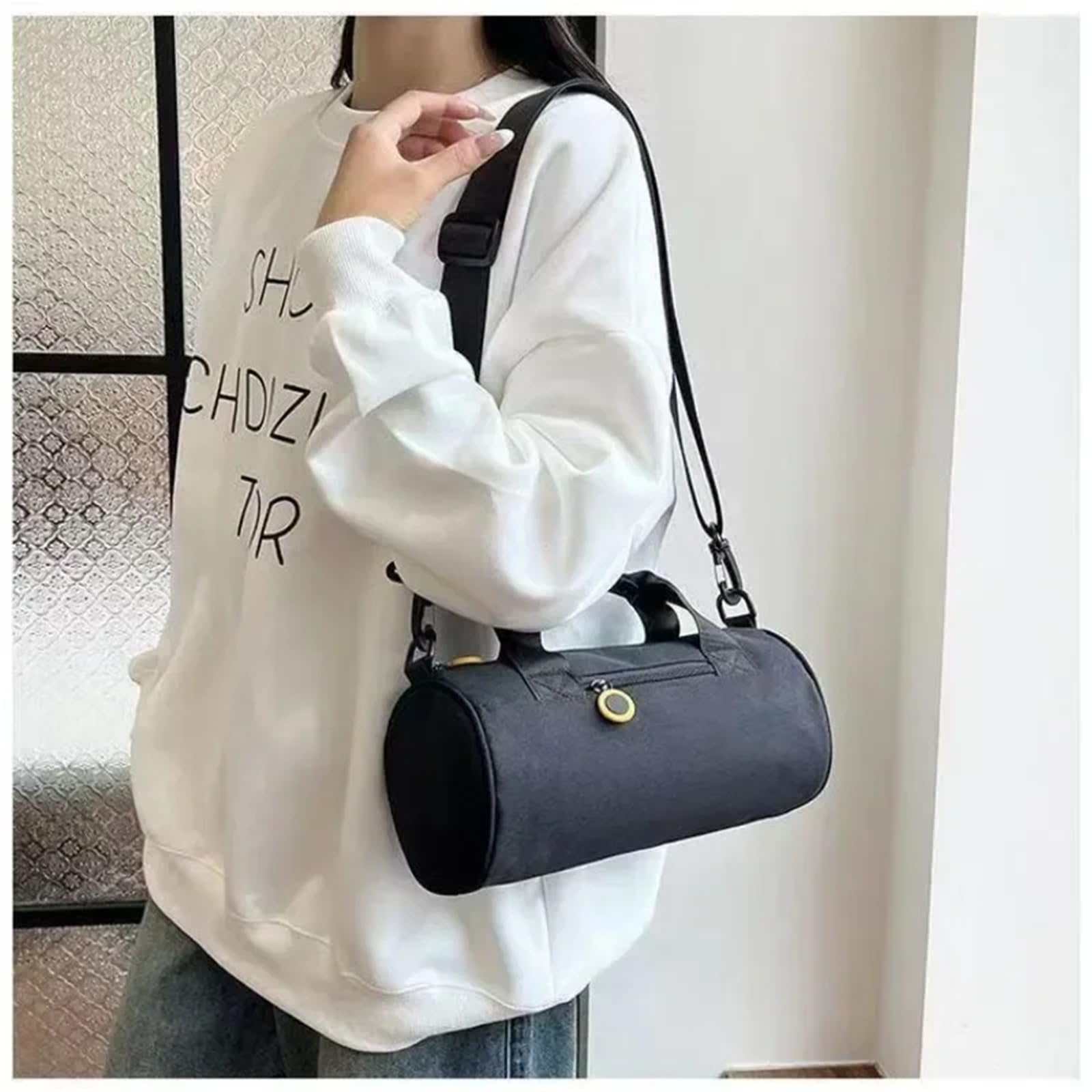 Sac de sport léger en nylon avec une épaule, sac de sport, sac à main pour filles, danse, fitness, yoga, week-end, natation, rangement pour enfants, jaune, 42*25cm