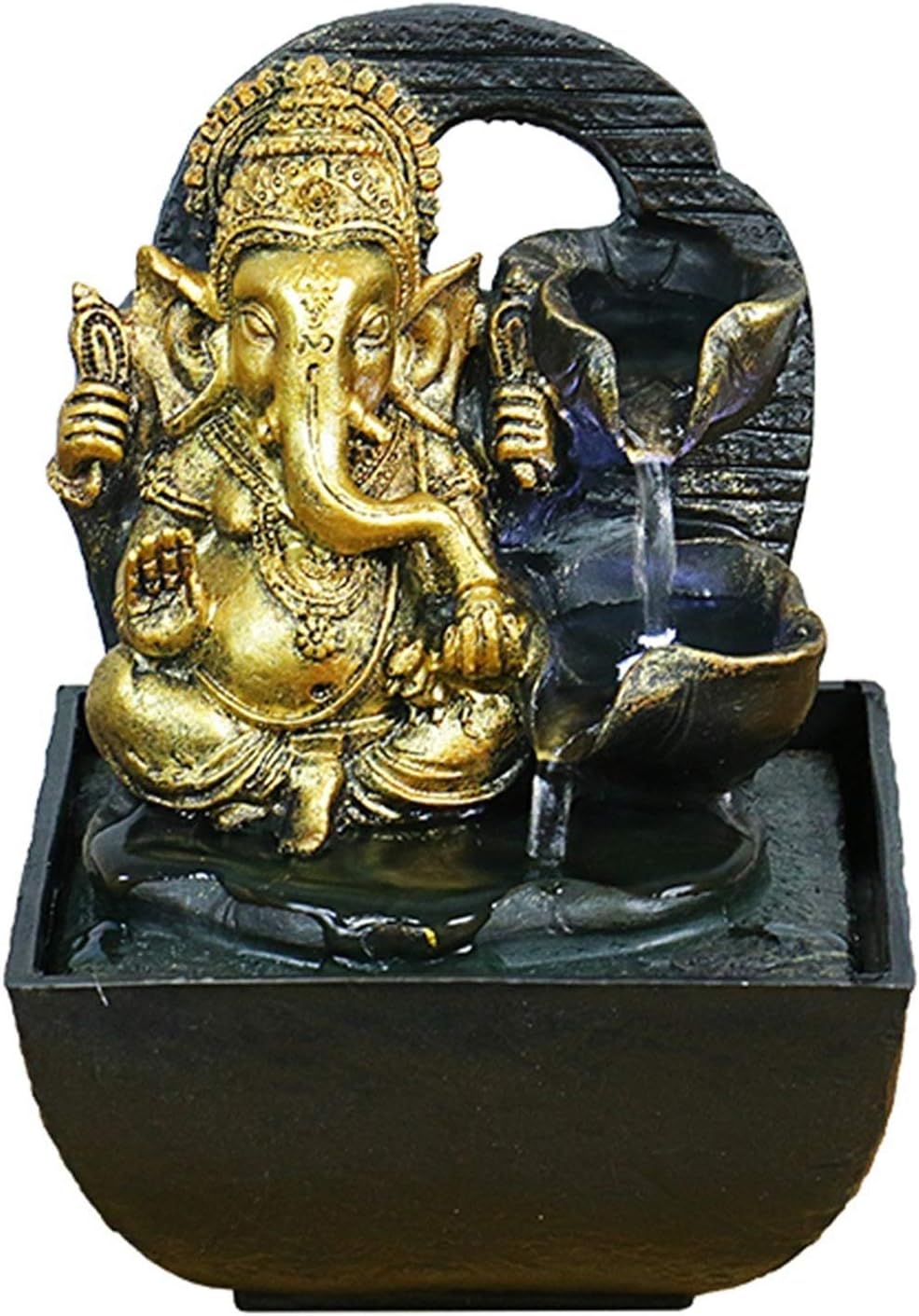 Tabletop Fountain Small Zen Table Fountain Decor Desk Golden Elephant Cascade Fountain, 6.7 "H Desktop Fountain(Color:A)