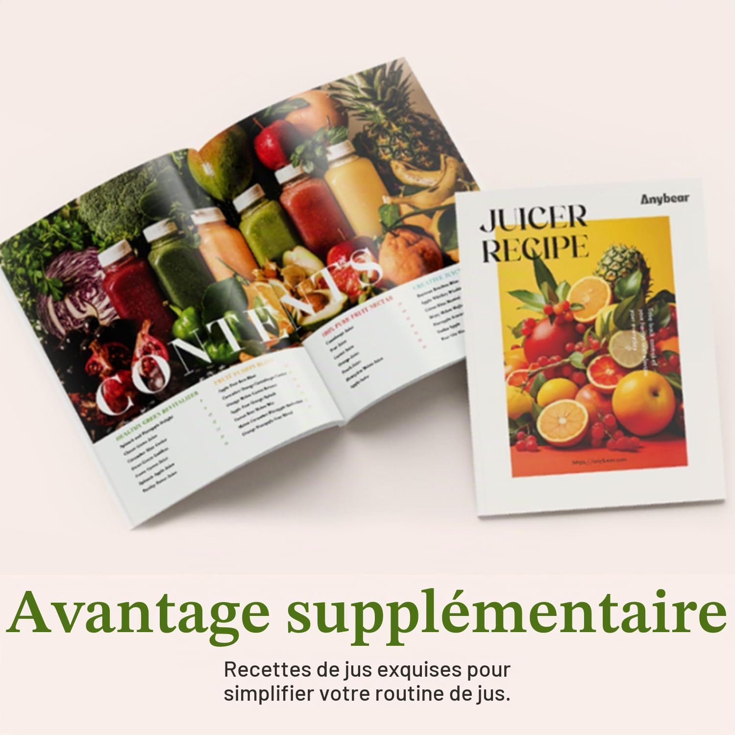 Anybear Extracteur de Jus à Froid, 200W Masticien Extracteur de Jus, 110cm Grande Gamelle pour Fruits et Légumes Entiers, Extracteur de jus Lent, Matériaux Tritan, Sans BPA (argent)
