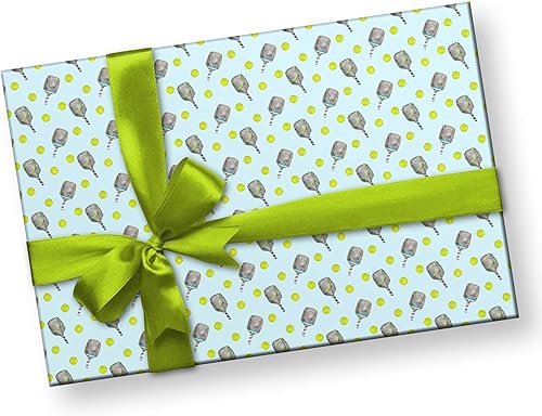 Miniatura 3 de Divertido papel de regalo de pickleball grueso, papel de regalo de acuarela, tema de bola de remo para decoración de fiestas deportivas al aire