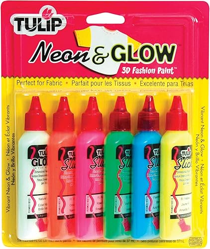 Pintura 3D fashion I Love To Create Tulip, 1.25 onzas, neón y brillante, 6 por paquete