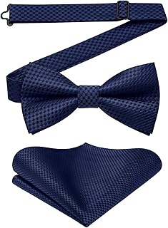 Bow Ties for Men Formal Pre-tied Bow Tie with Pocket Square Solid Color Clip on Bowties Set for Party Wedding