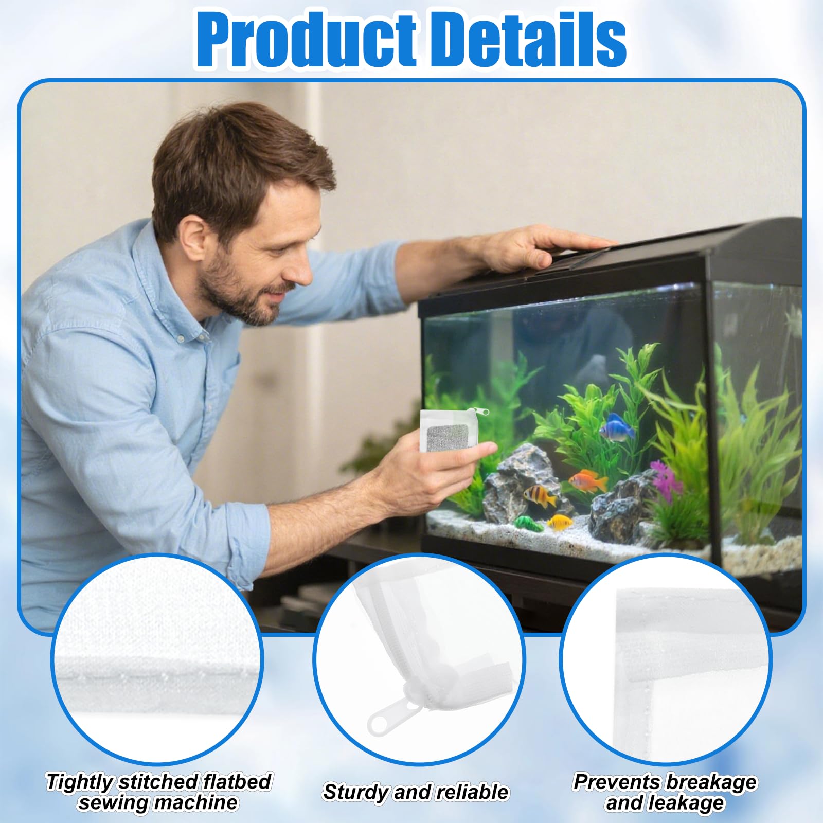 Gtziqa 15 Pcs Aquarium Filter Media Bags, Fine Mesh Filter Bags with Plastic Zipper - Image 4