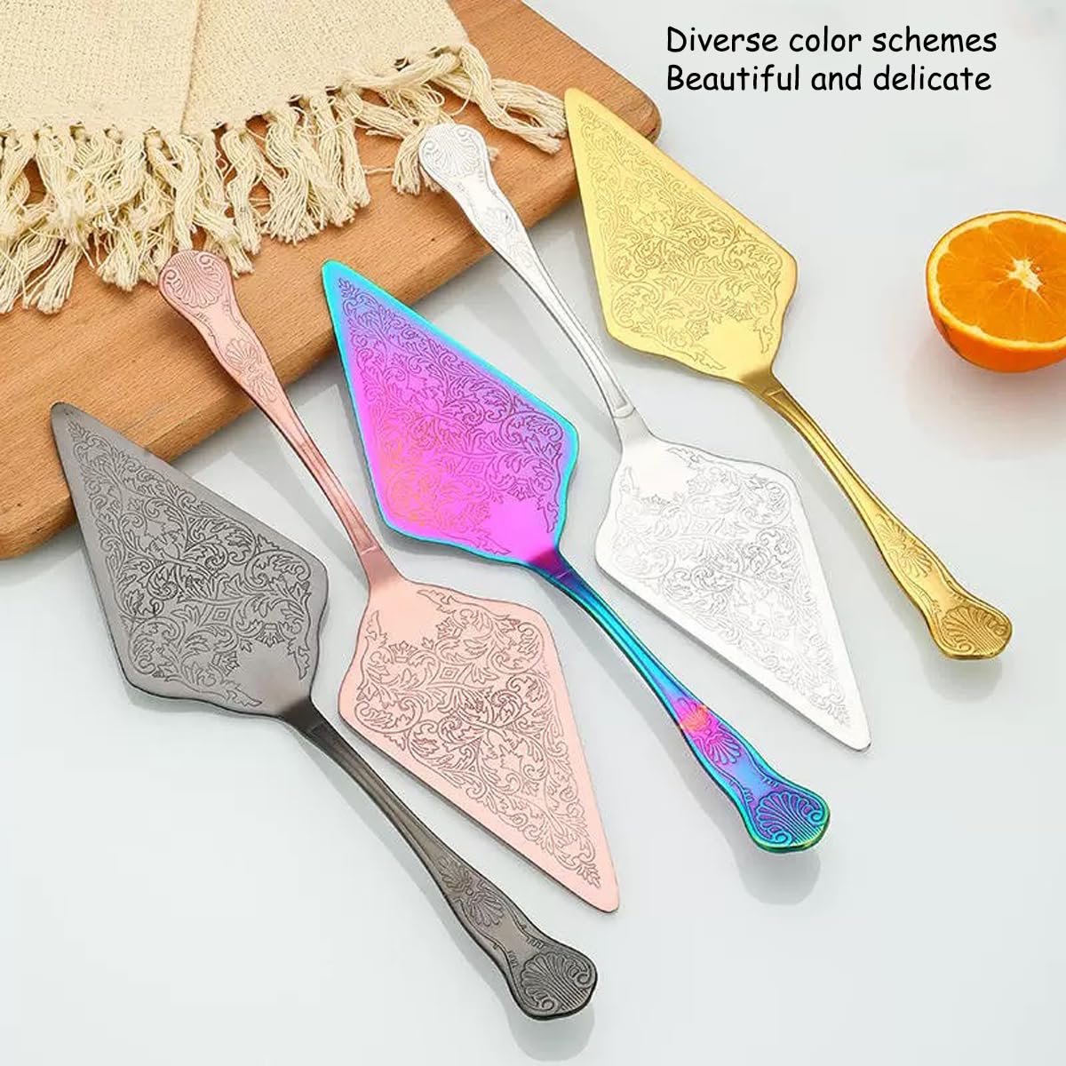 Juego de corte de tartas para bodas, fiestas de cumpleaños, cuchillo de pastel de acero inoxidable de alta calidad, servidor, cortador de pastelería, elegante soporte para tartas para