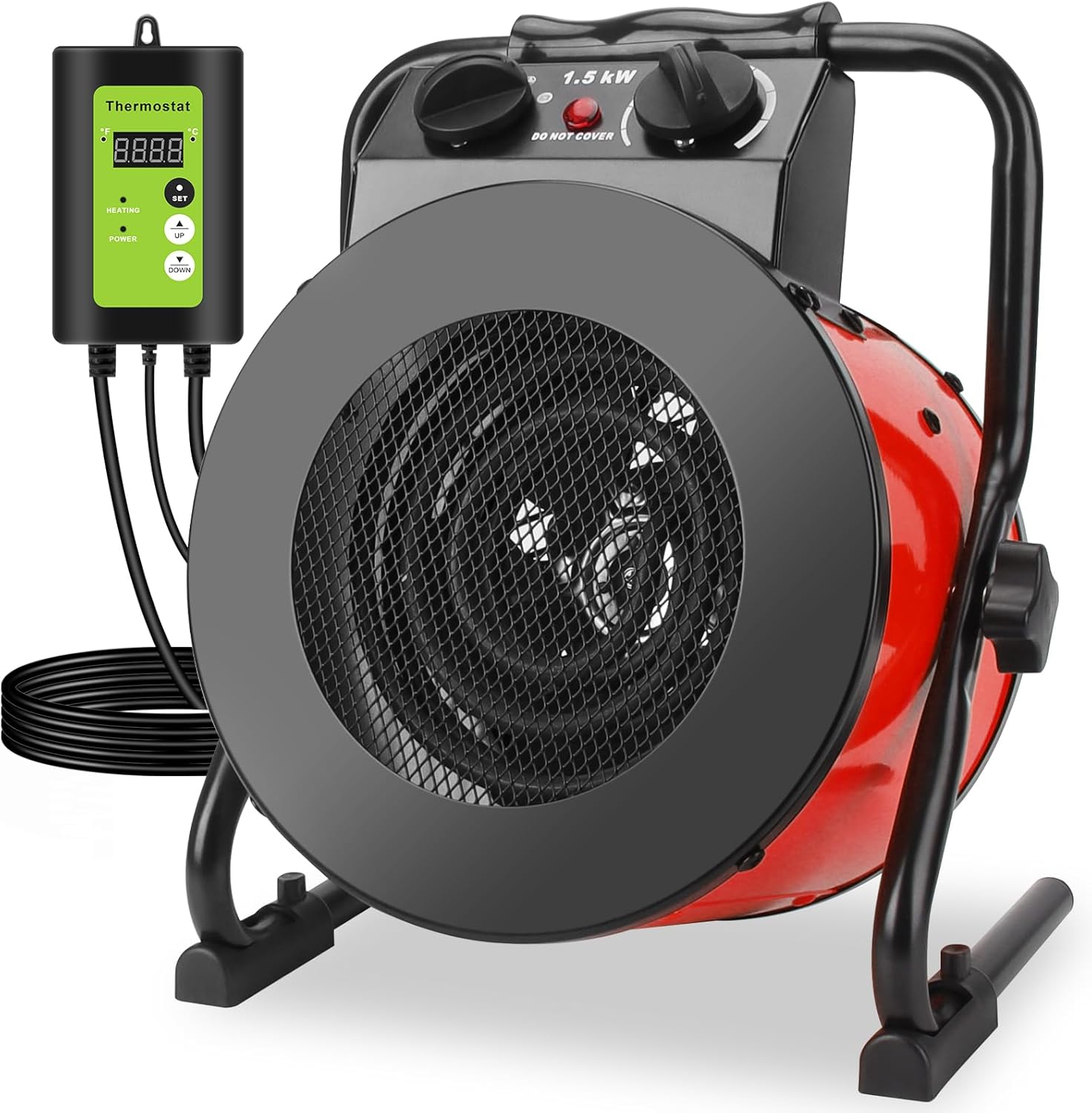 Greenhouse Heater with Thermostat, Outdoor Heaters for Patio, Fast Heating, Overheat Protection, Electric Space Heaters for Winter Plants, Grow Tent, Green House, Flower Room, Garage, Patio Coral