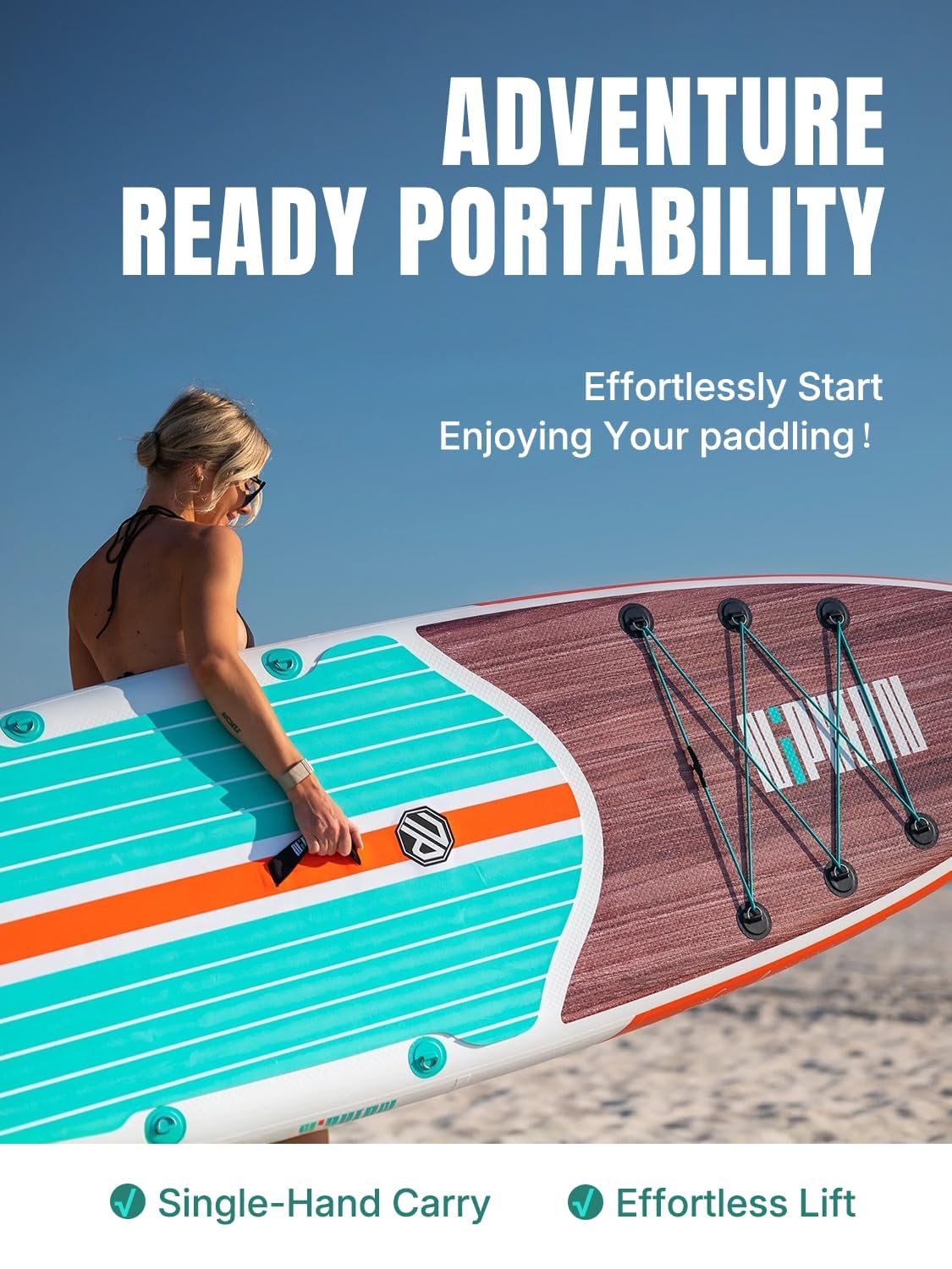 Niphean Inflatable Stand Up Paddle Board with SUP Accessories, Anti-Slip EVA Deck, 10’6’’ Inflatable Paddle Boards for Adults & Youth of All Skill Levels: Oceanic Blue Gem