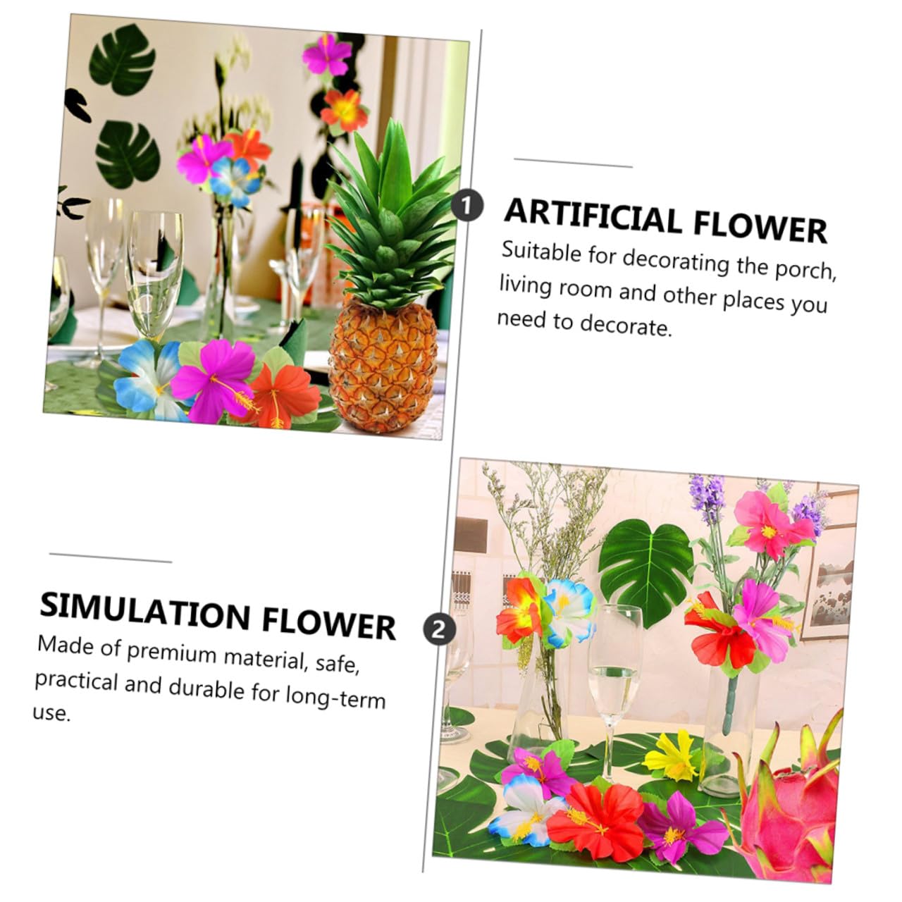 72stücke Künstliche Tropische Hibiskus Kunstblumen aus Stoff für Sommerfest Dekoration und Fotorequisiten als Hawaii Blumendekoration für Wohnzimmer und Veranda Zufällige Farbe