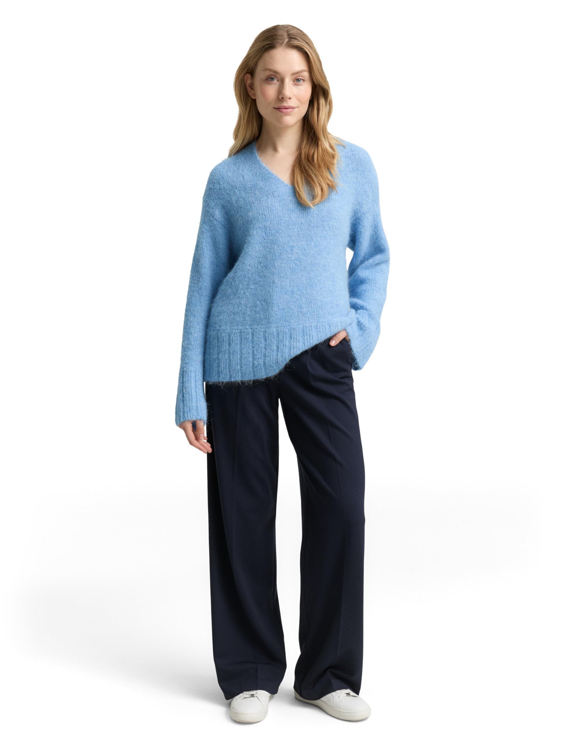 TOM TAILOR Damen Oversize Strickpullover mit Wollanteil