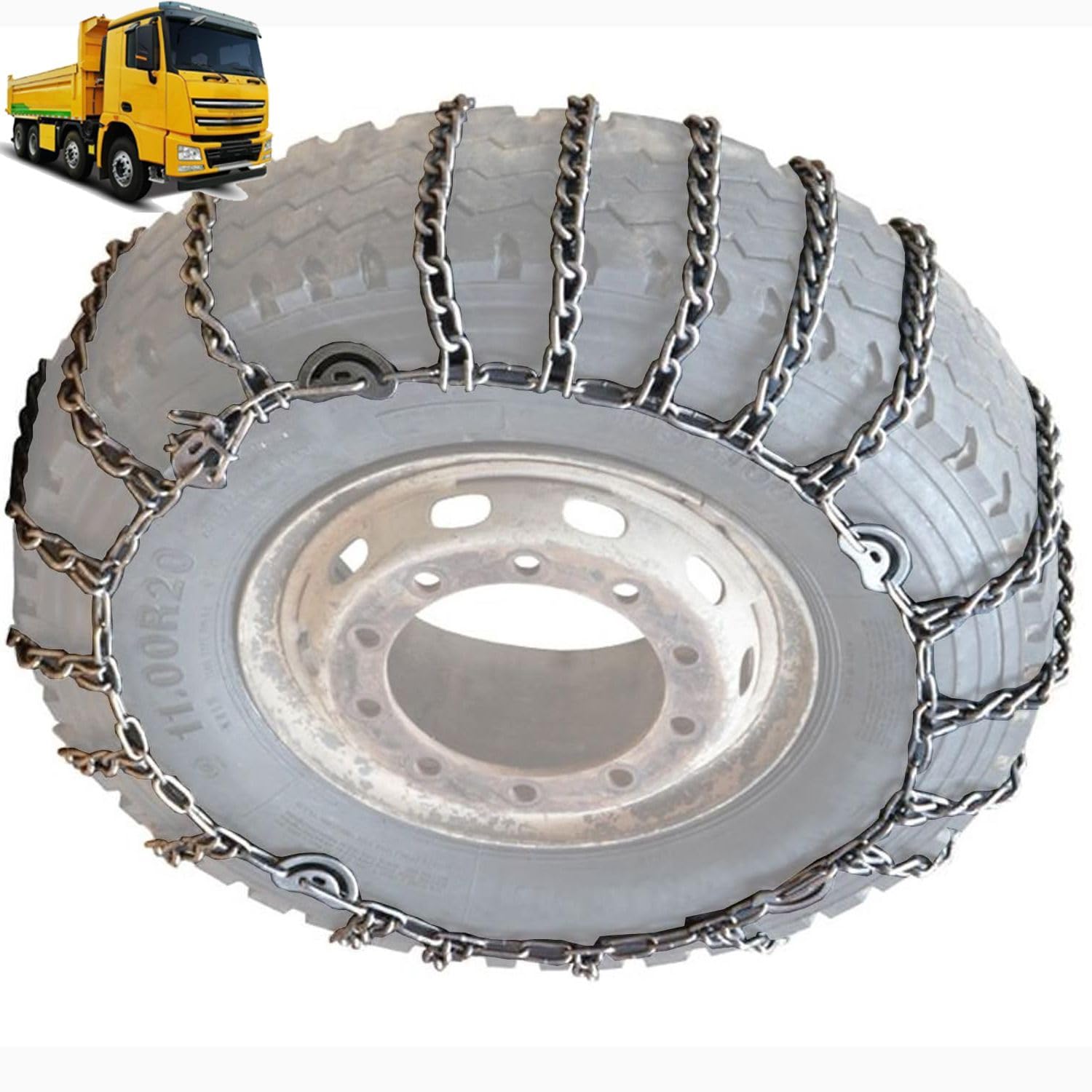Car Tire Chains Snow Chains for Semi Trucks Snow Chains for Car Tires Universal Metal Tire Chains for SUV Trucks Pickup Trucks Semi Trucks Van Dually Trucks ATV Light Truck 9mm 2pcs 315/70R22.5