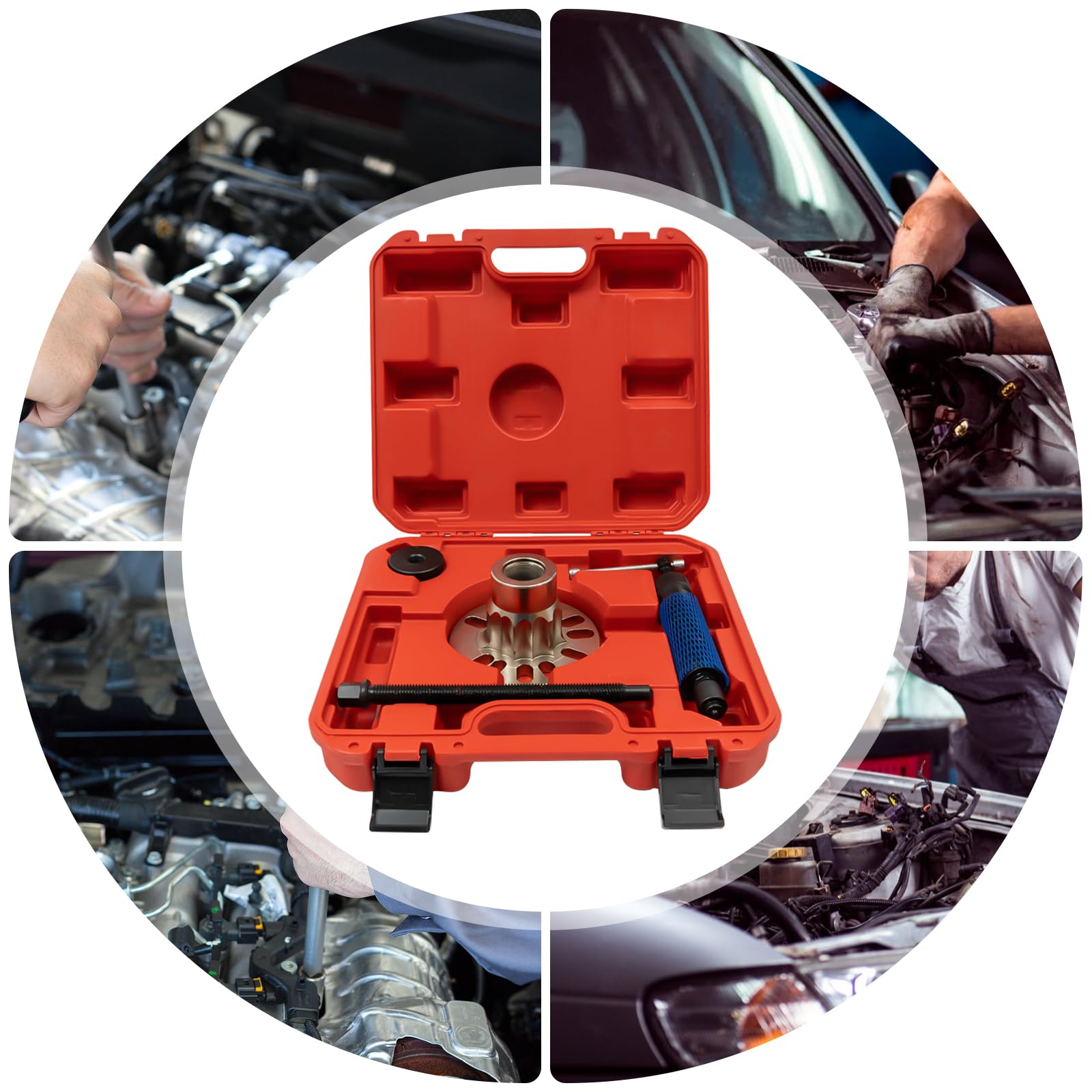 Prensa Hidráulica 10T para Cubos de Rueda Acero Carbono 45# Tratado Térmico Compatible 4-5 Pernos (96-125mm) Maletín Portátil para Taller/Carretera (Certificado CE)