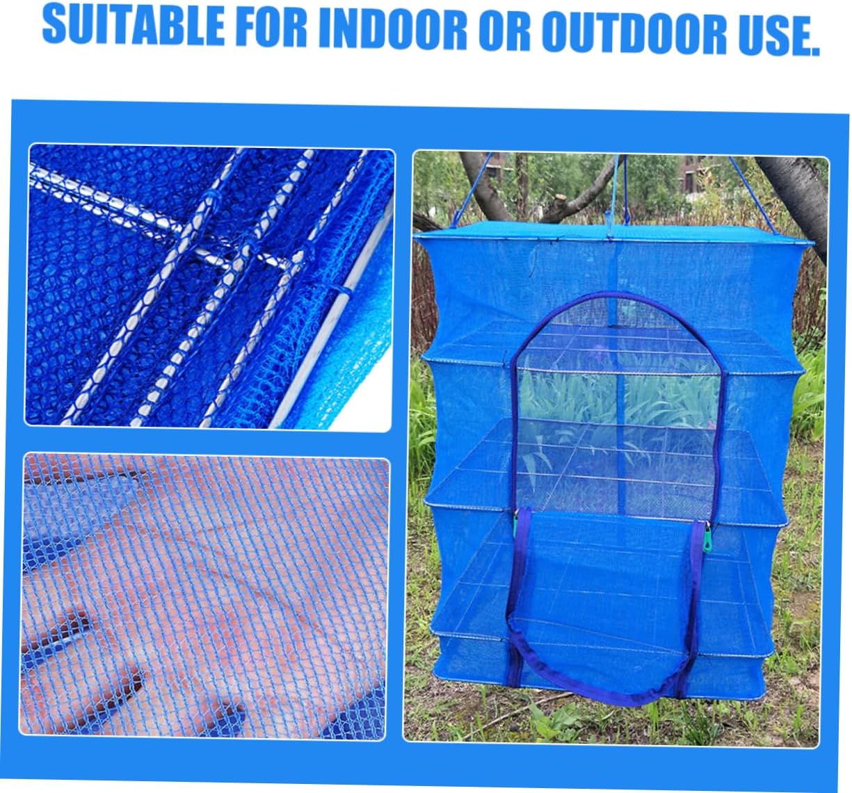 3Layer Foldable and Fish Drying Net Rack with Mesh Hanging Design Outdoor Dehydrator for Fish Herbs Vegetables Portable Foldable Drying Cage for Home Garden and Restaurant Use