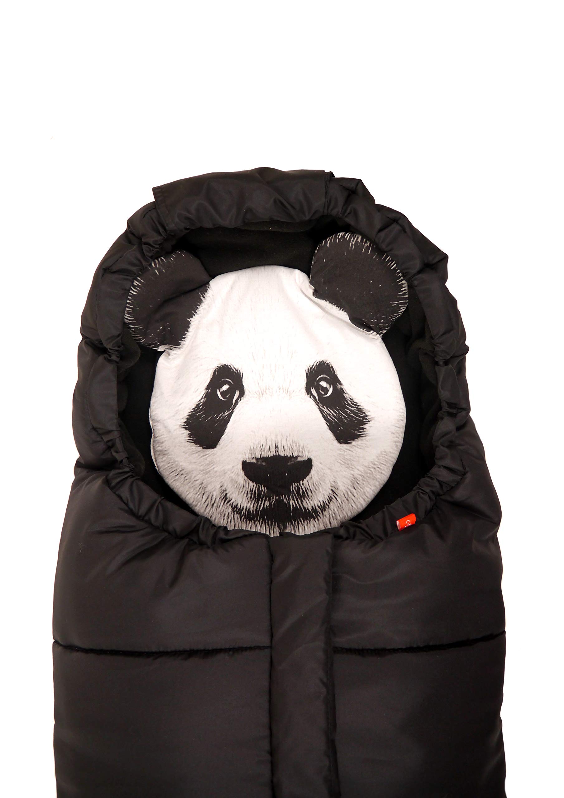 Kaiser 6566125 Kinderwagen Fußsack Panda - mit herausnehmbarem Tiergesicht, black, schwarz