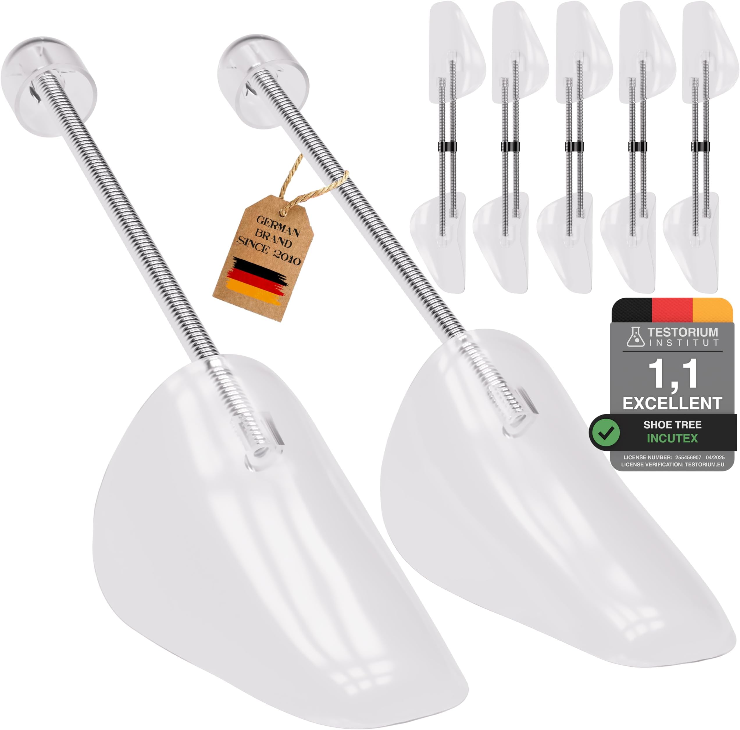 5 pairs of shoe trees variable size UK 5-11, plastic shoe stretcher, shoe shaper, transparent