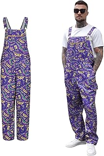Men Overalls Mardi Gras Overalls USA Overall Checkered Overall Men Women Fun Game Bibs