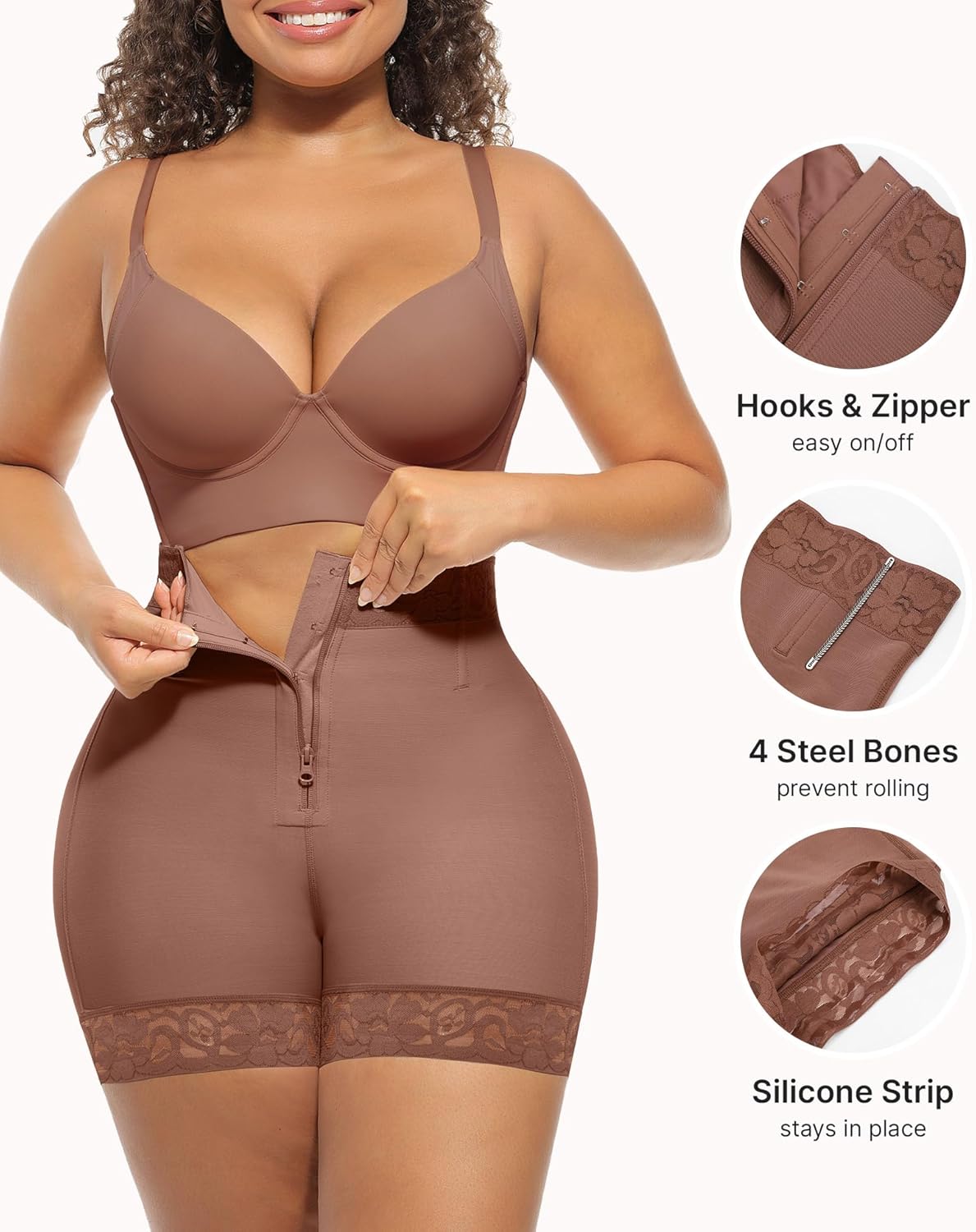 FeelinGirl Body Shaper for Women Butt Lifting Shapewear Tummy Control Panties with Hook Zipper Closure - Image 5