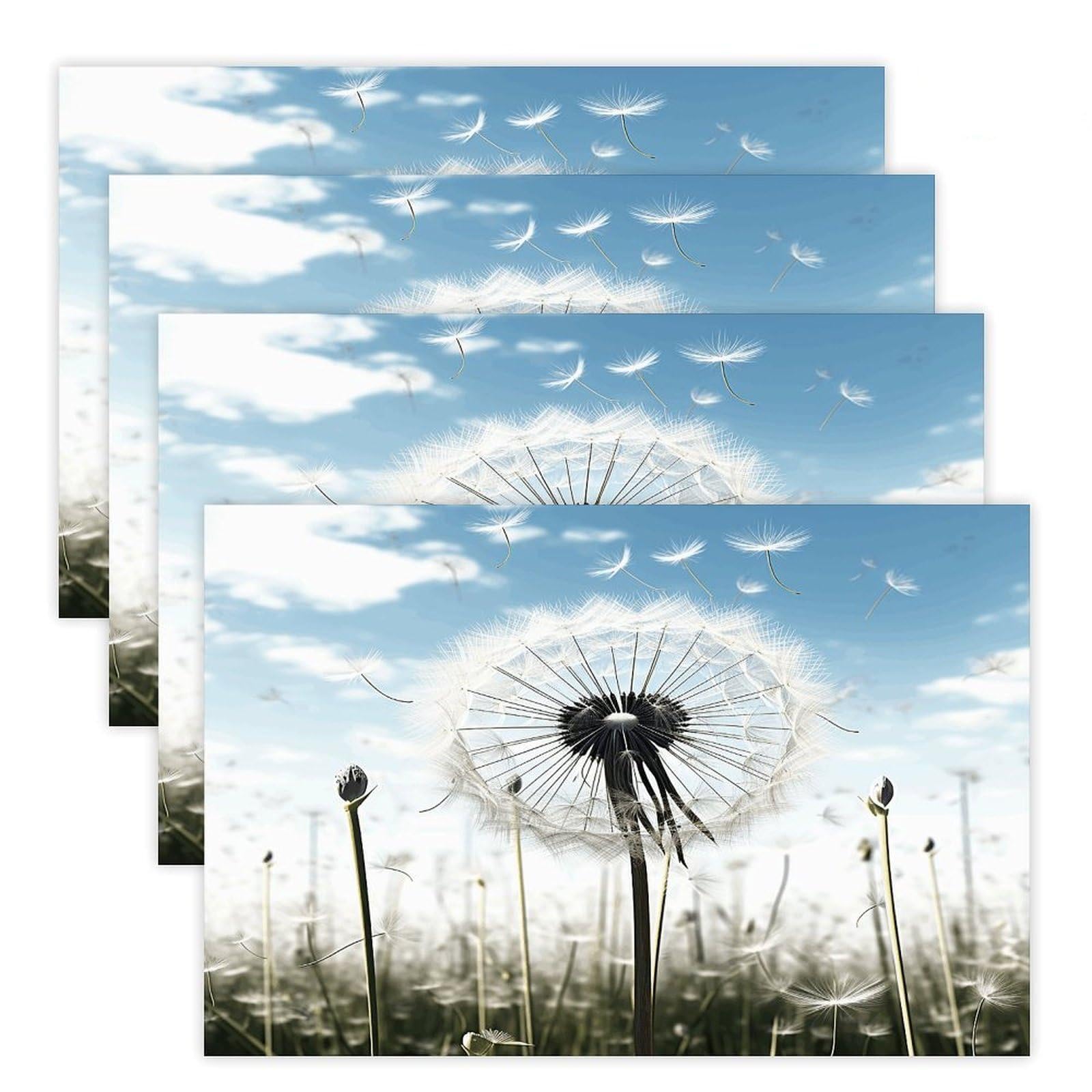 Placemats Set of 4 Placemats Dandelion Placement Mats for Dining Table Place Mats Suitable for Personal Dining Tables Dinner Parties BBQ Weddings