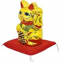 Amazon.co.jp: 常滑焼 招き猫 黄金小判猫(左手)座布団付 5号