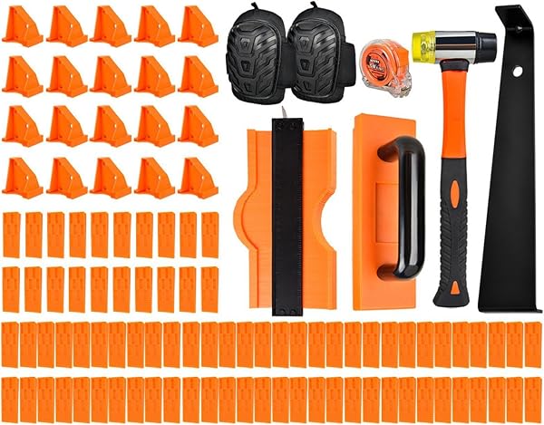 Laminate Repair Kit, Hardwood Flooring Tools, Plank Flooring Tools, Flooring Repair Kit, Flooring Tools for Home, Home Improvement Flooring Kit, 107 Pieces Flooring Kit for Home Improvement - 1