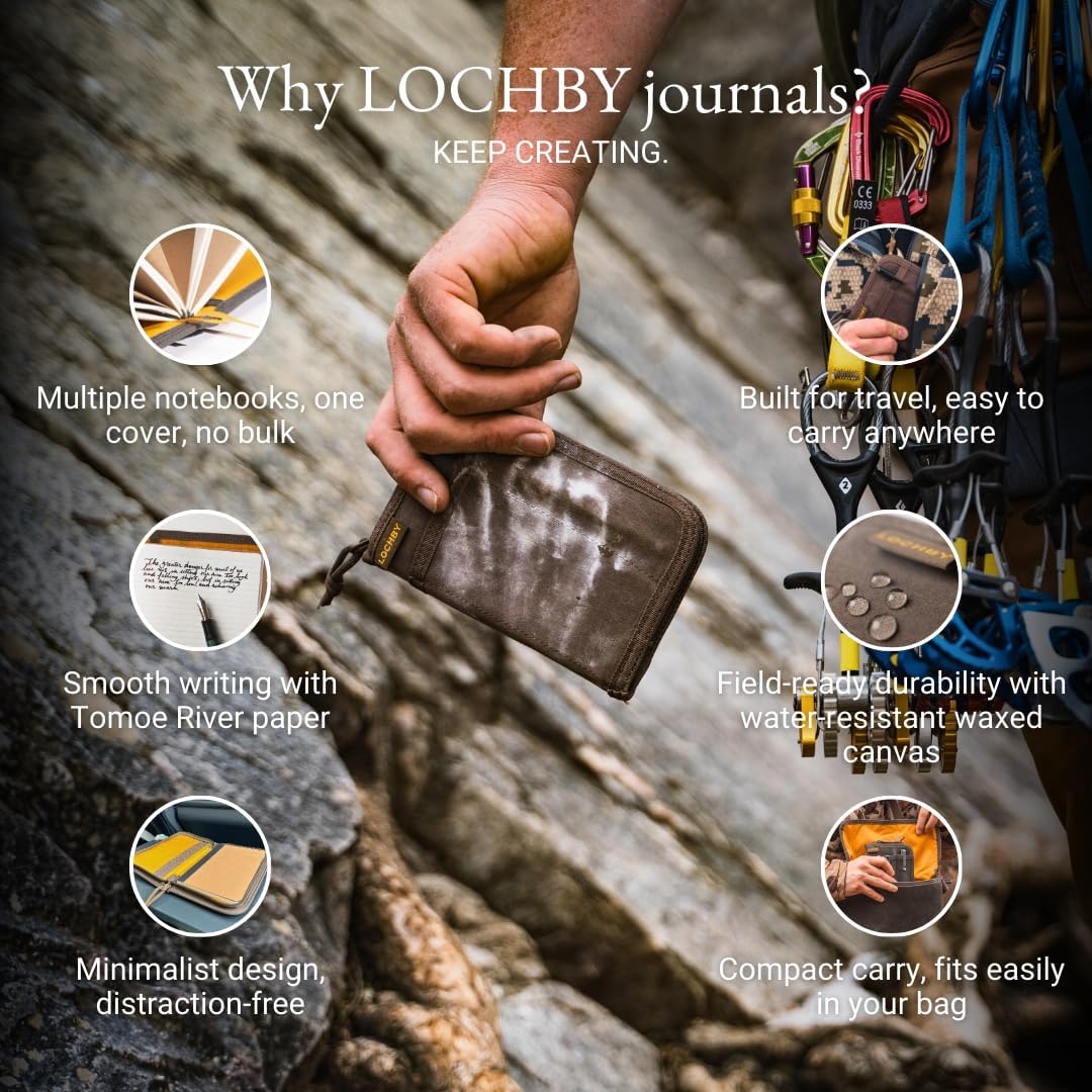 LOCHBY® Pocket Journal | Tomoe River 3.5" x 5.5" Notebook | Waxed Canvas | Ideal for Travelers & Daily Use, Fits Field Notes, Moleskine Cahier