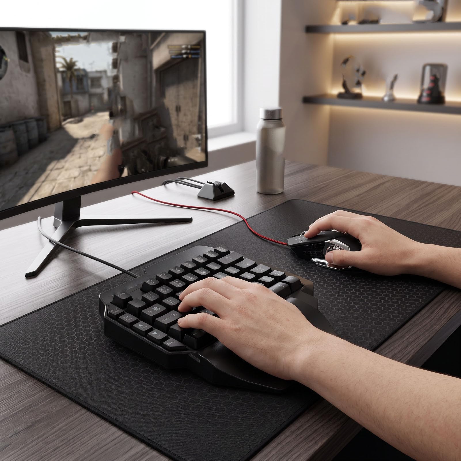 Annadue Combo de Teclado y Mouse para Juegos RGB con una Mano