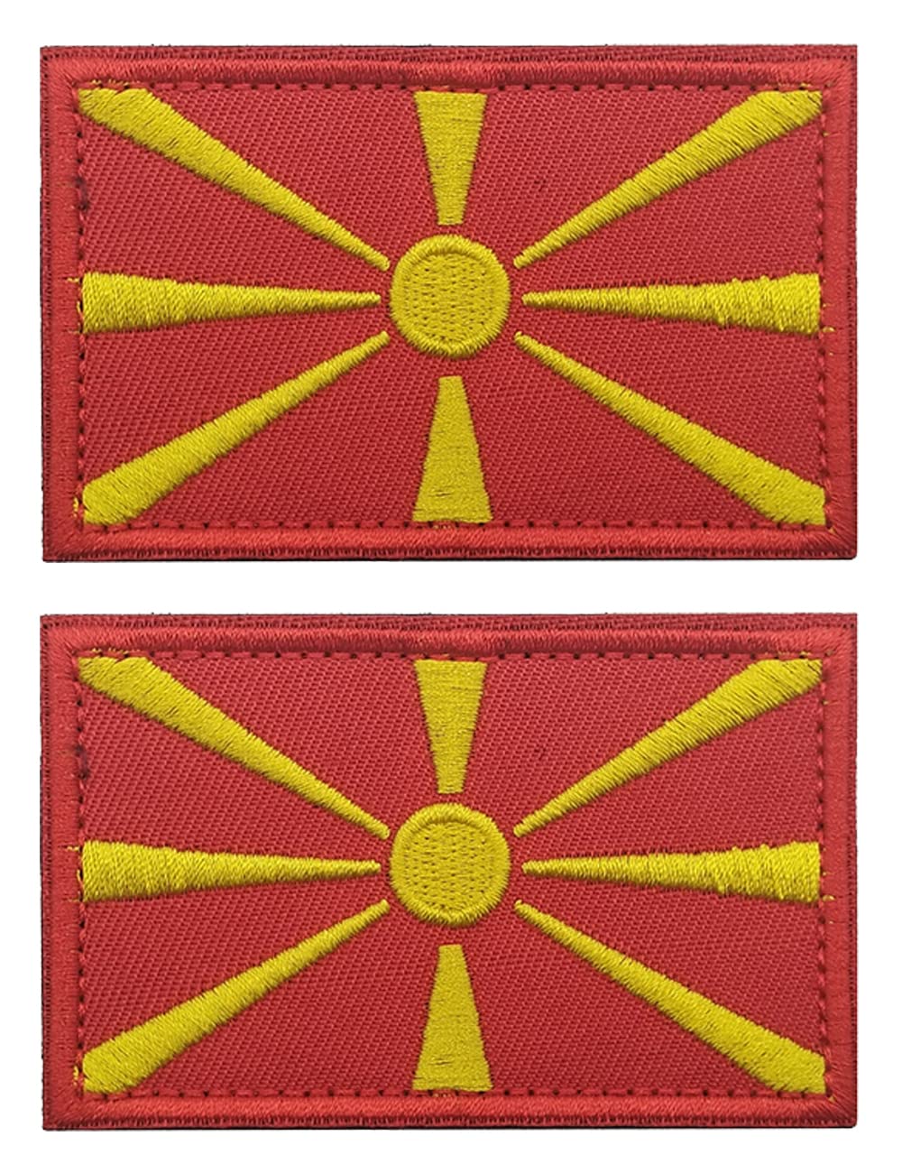 AliPlus 2 PCS North Macedonia Flag Patches Embroidered Tactical Military Patch Morale Patch Applique Fastener Hook and Loop