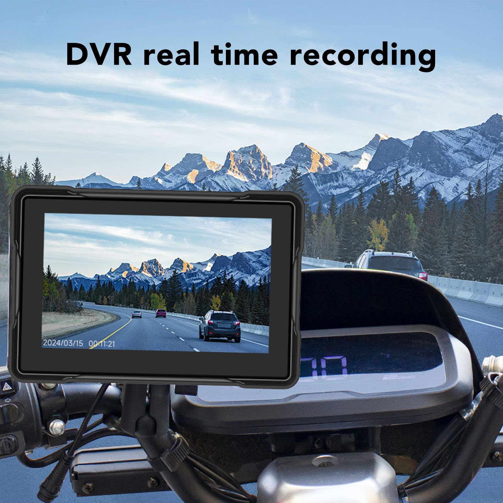 Navigatore GPS per Moto Doppio Resistente All'acqua Touchscreen IPS 5 Pollici Stereo per Moto per Auto (con DVR)