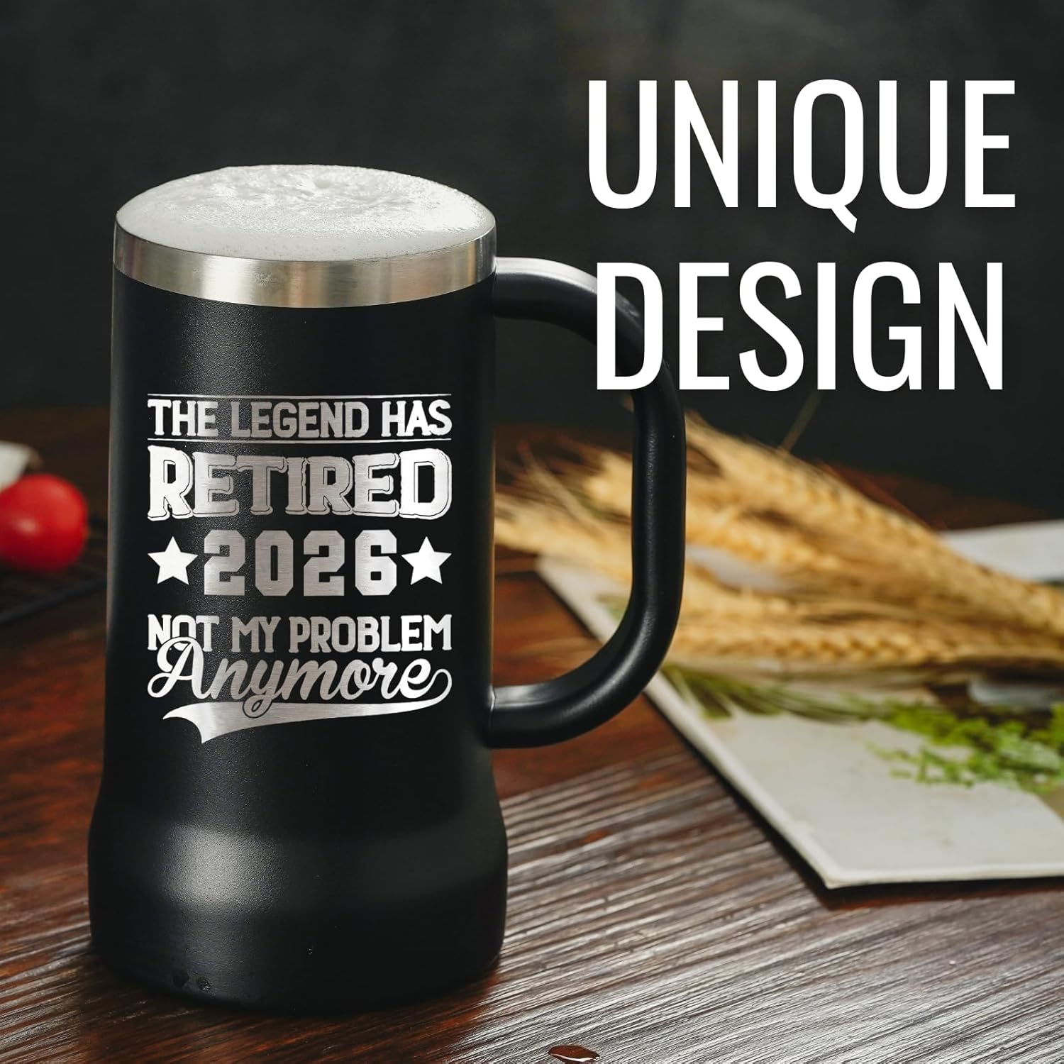 Onebttl Retirement Gifts for Men, Retirement Beer Mug with Handle and Lid, 24oz Stainless Steel Stein Tumbler for Retired Men - 2026 - Image 6