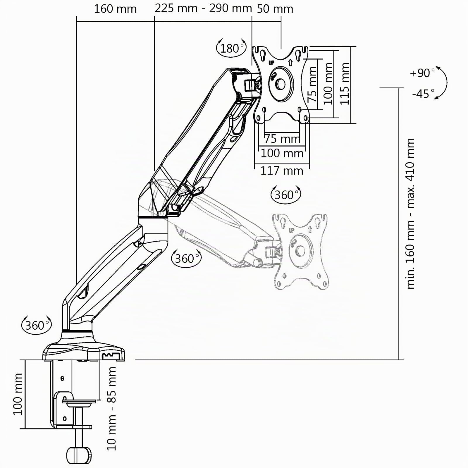 Drall Supporto da Tavolo per Laptop con Piastra di Adattamento per Notebook Modello di Netbook: LT12-IP3B