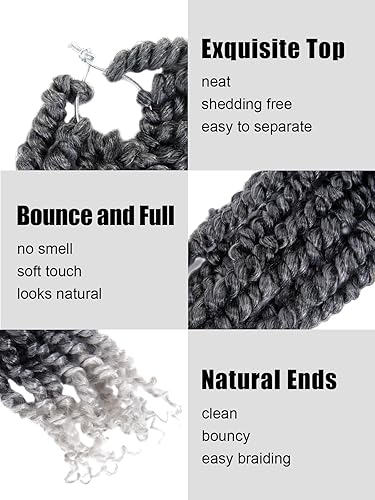 Miniatura 3 de Pelo de Passion Twist gris de 12 pulgadas, trenzas de ganchillo pretrenzadas, pelo corto de ganchillo preenrollado, paquete de 8 paquetes (Tgrisgris