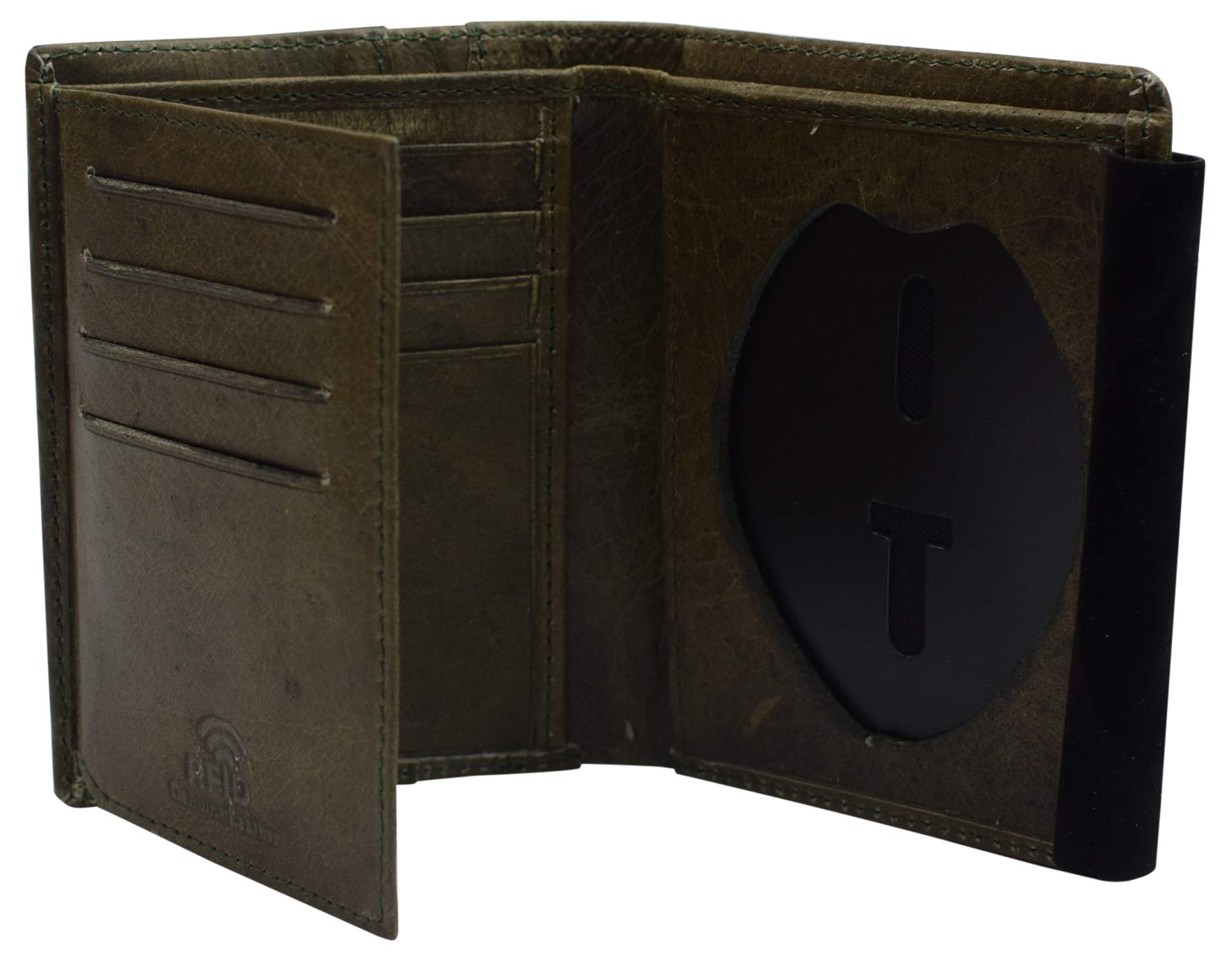 Cavelio RFID Blocking Genuine Leather Badge Holder Bifold Wallet USA Series (Green)