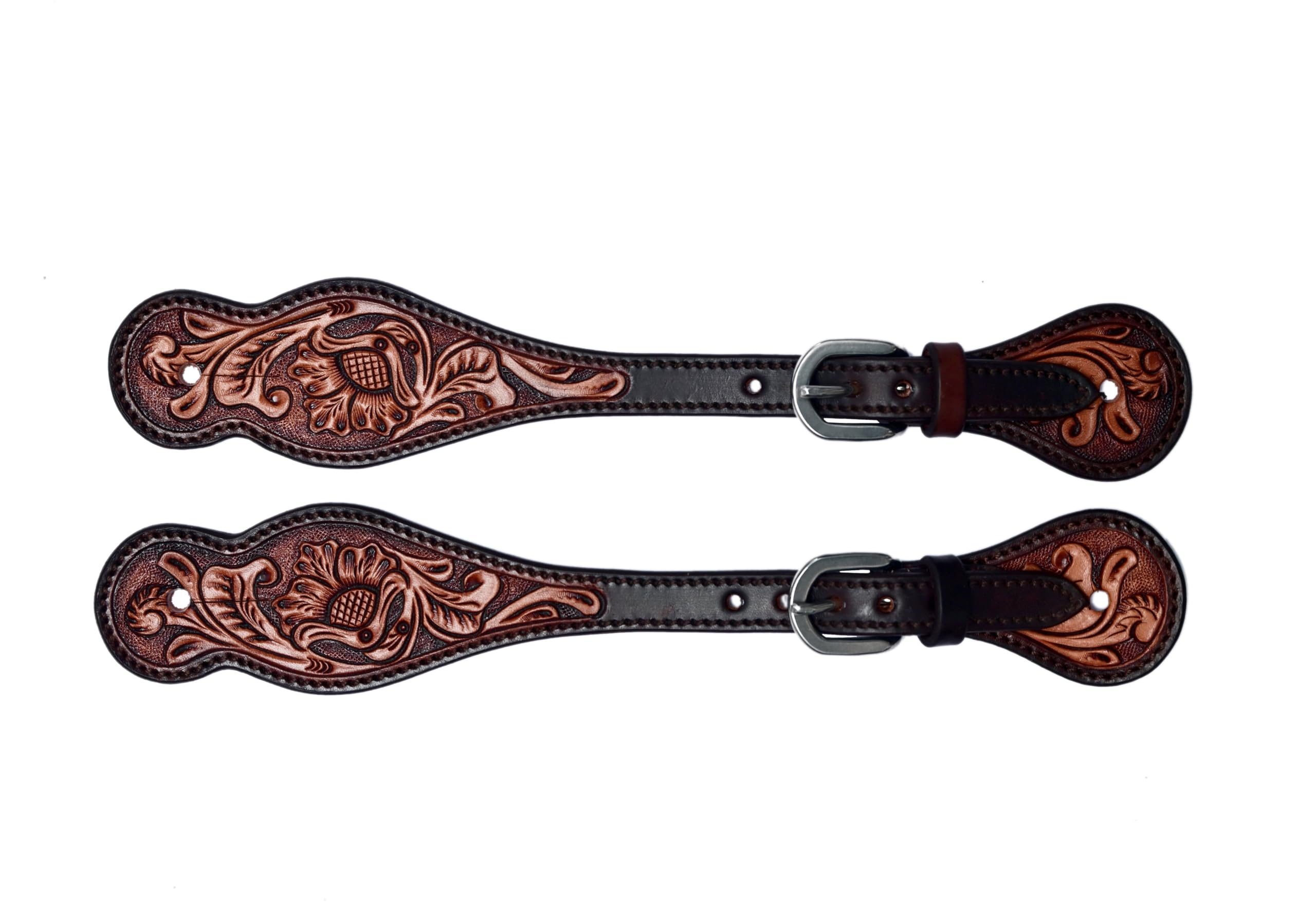 BLACK HOOF Sporenriemen aus Leder, zweifarbig, für Reiter, Westernmänner, Frauen, verstellbare einlagige Sporenriemen, Reitzubehör