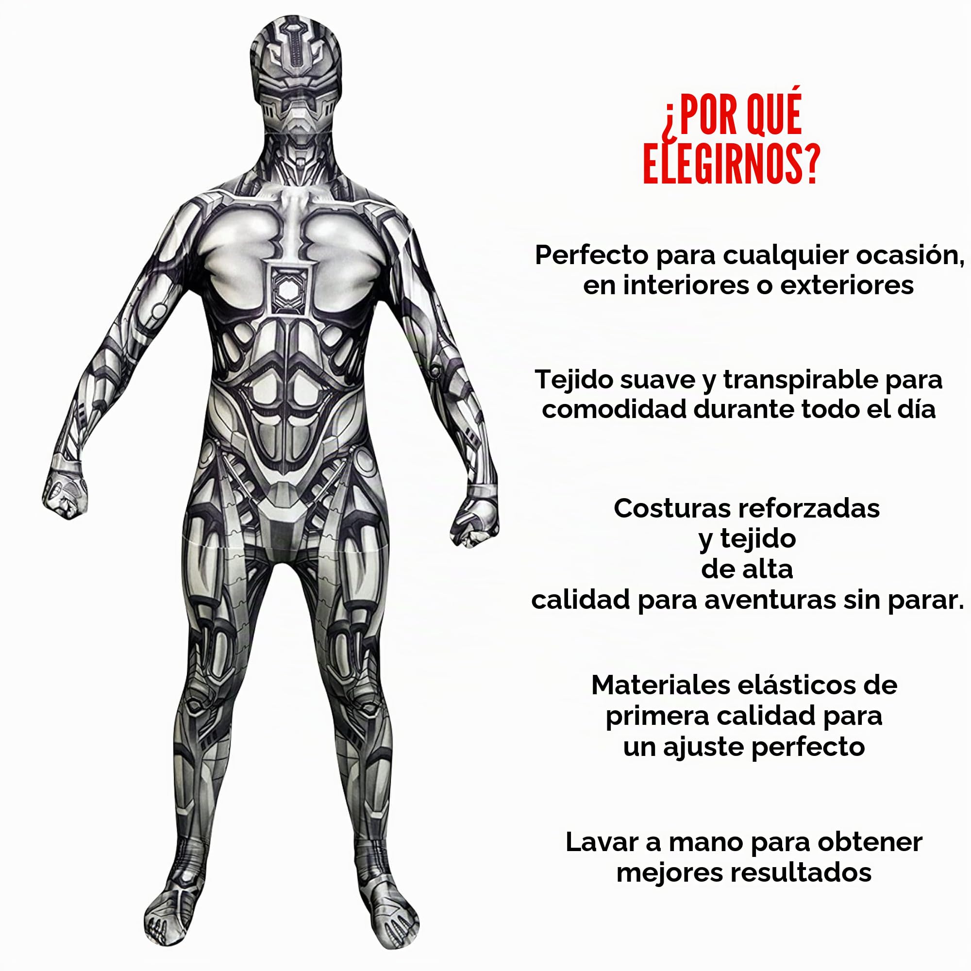 Morphsuits Disfraz Terror Hombre, Disfraz Zombie Halloween Hombre | Mono Integral con Capucha, Azul, Cierre de Cremallera, Perfecto para Halloween, Ideal para Cosplay