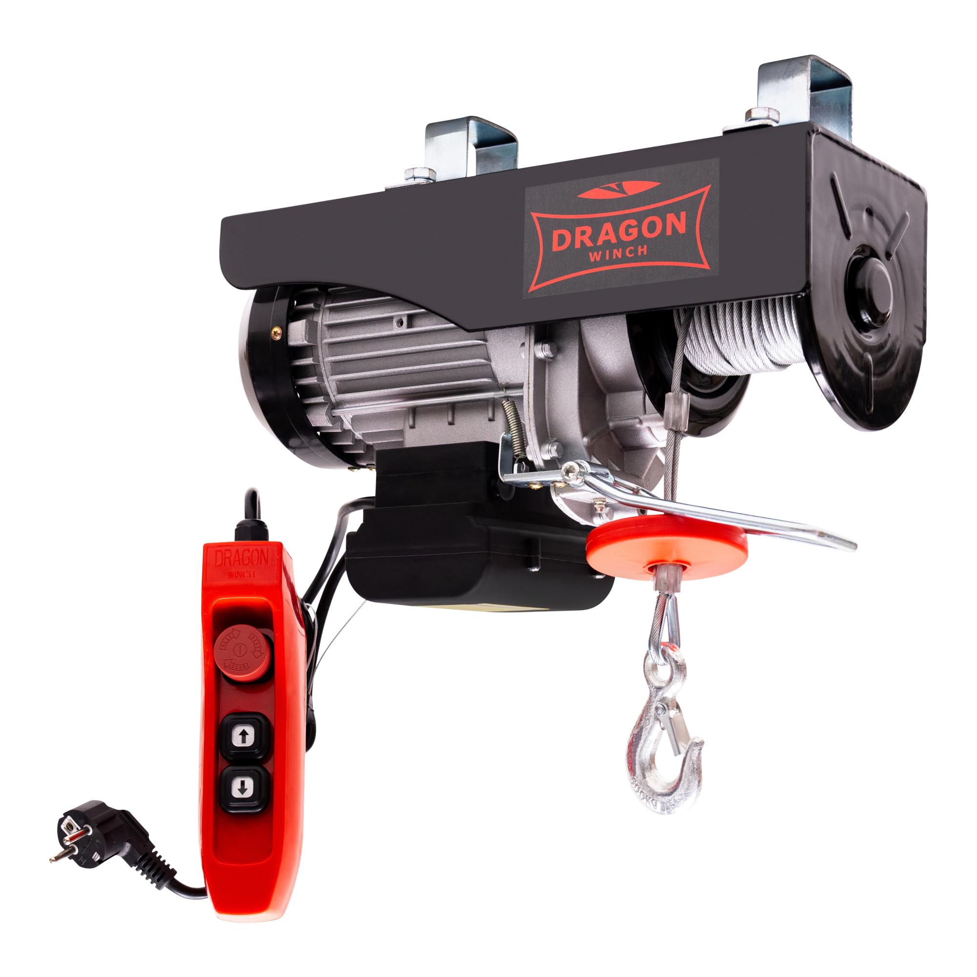 Dragon Winch - Seilwinde Elektrisch 600kg 230V, Motorwinde 1200W mit Kabelfernbedienung, Seilzug Elektrisch, Seilhebezug mit tragkraft 300kg–600kg Hubhöhe 12m