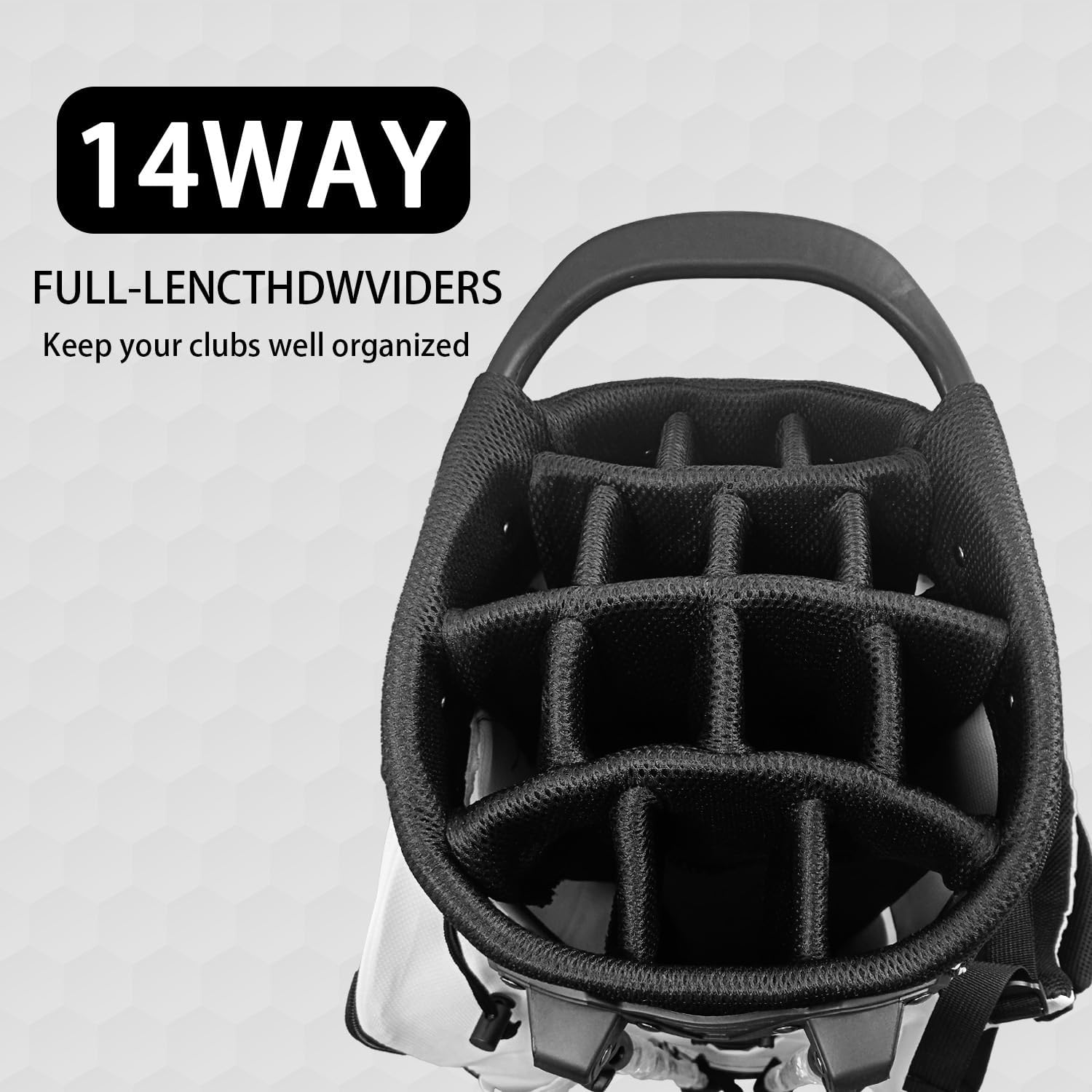 Lightweight Golf Stand Bag with 14 Way Full-Length Dividers, 7 Zippered Pockets and Rain Cover, with Handles and Dual Strap