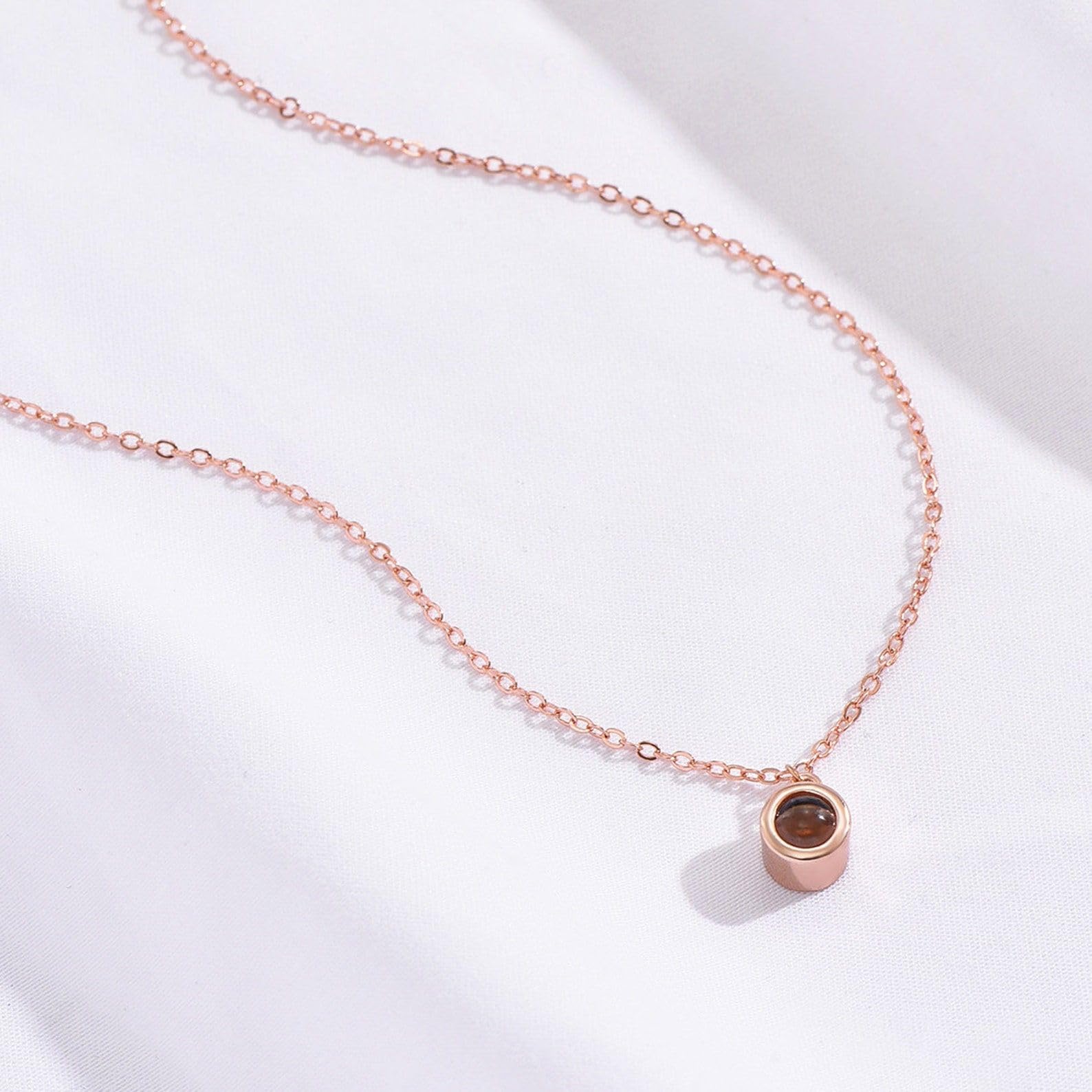 Rotondo Perlina Foto Proiezione Collana argento sterling 925 Personalizzato Collana di foto Ciondolo commemorativo per la sua mamma Giorno di San Valentino fatto a mano