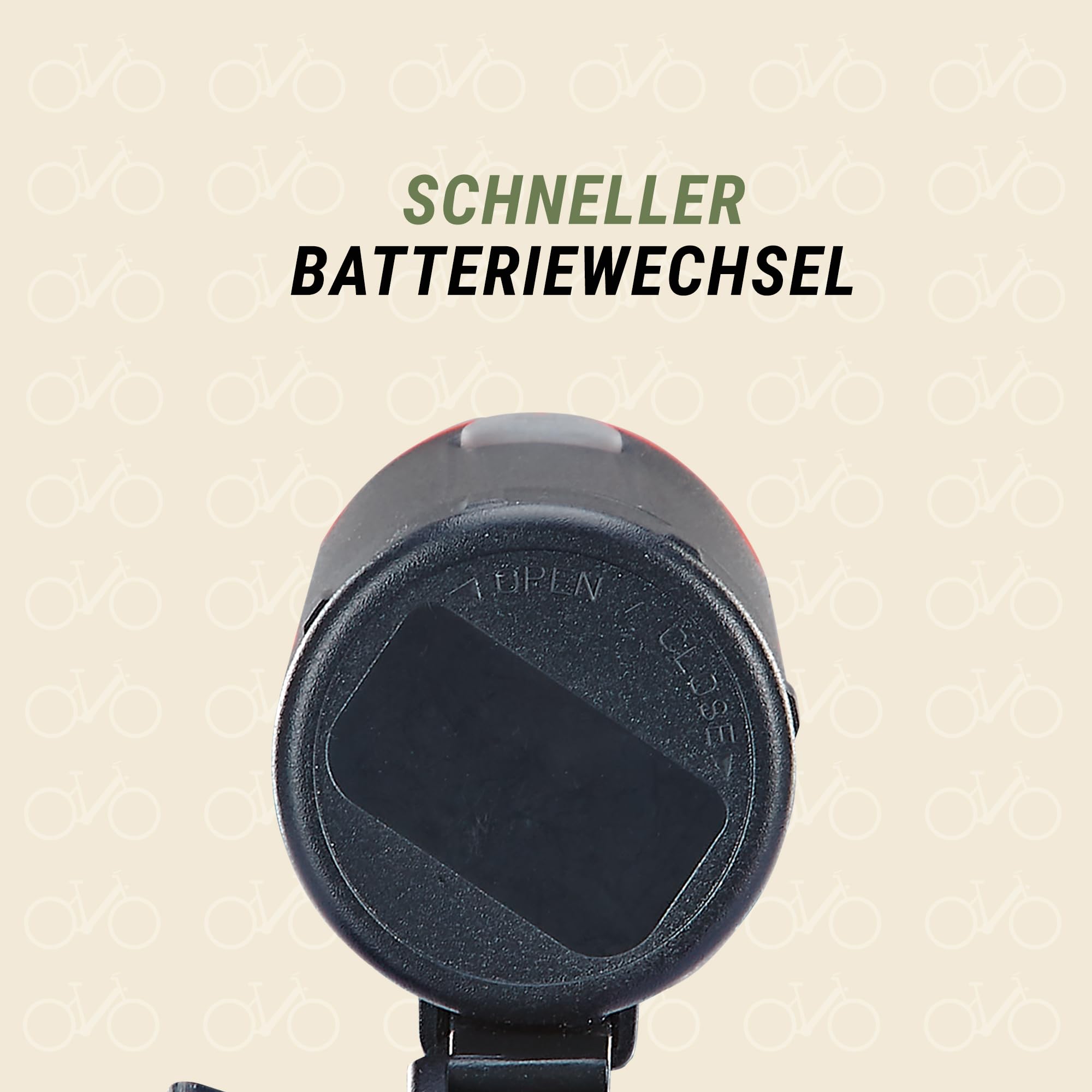 Prophete LED Batterierücklicht StVZO zugelassen IPX4 wasserdicht Werkzeugfreie Montage für Sattelstütze Ø 25,4–31,8 mm mit Batterie-Indikator