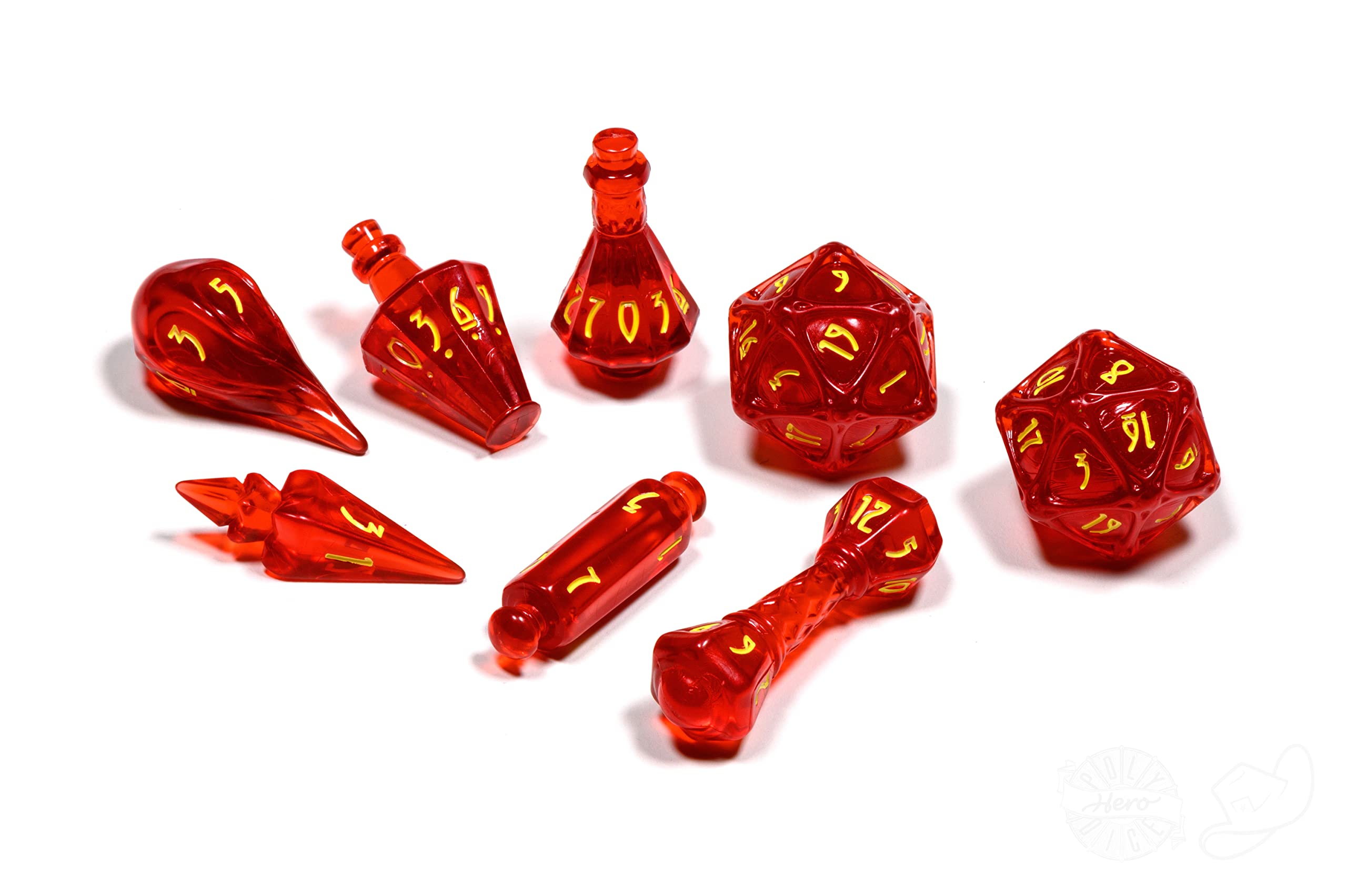 PolyHero Wizard 8 Dice Set - Dragonfire